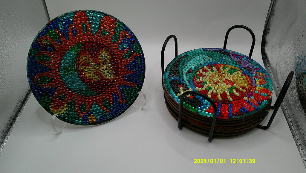 Sparkling Sun Coaster Set – Diamond Art Design