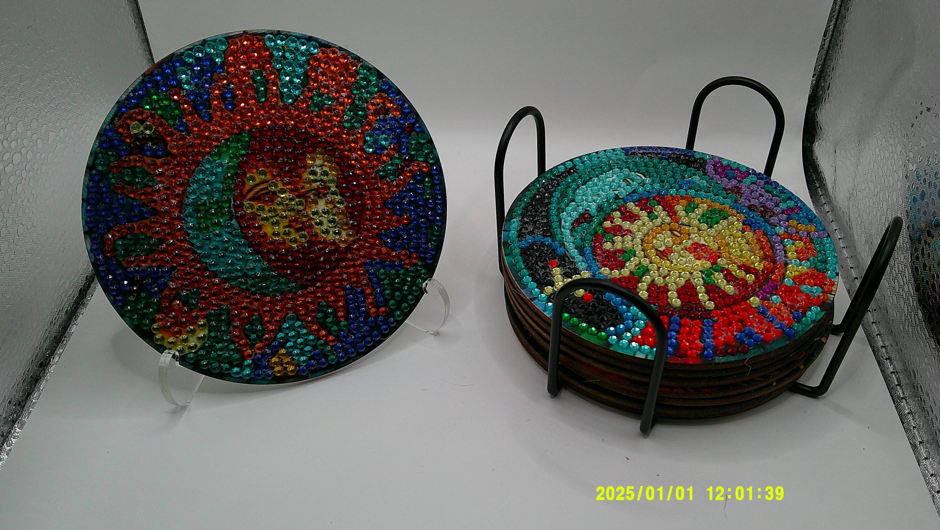 Sparkling Sun Coaster Set – Diamond Art Design