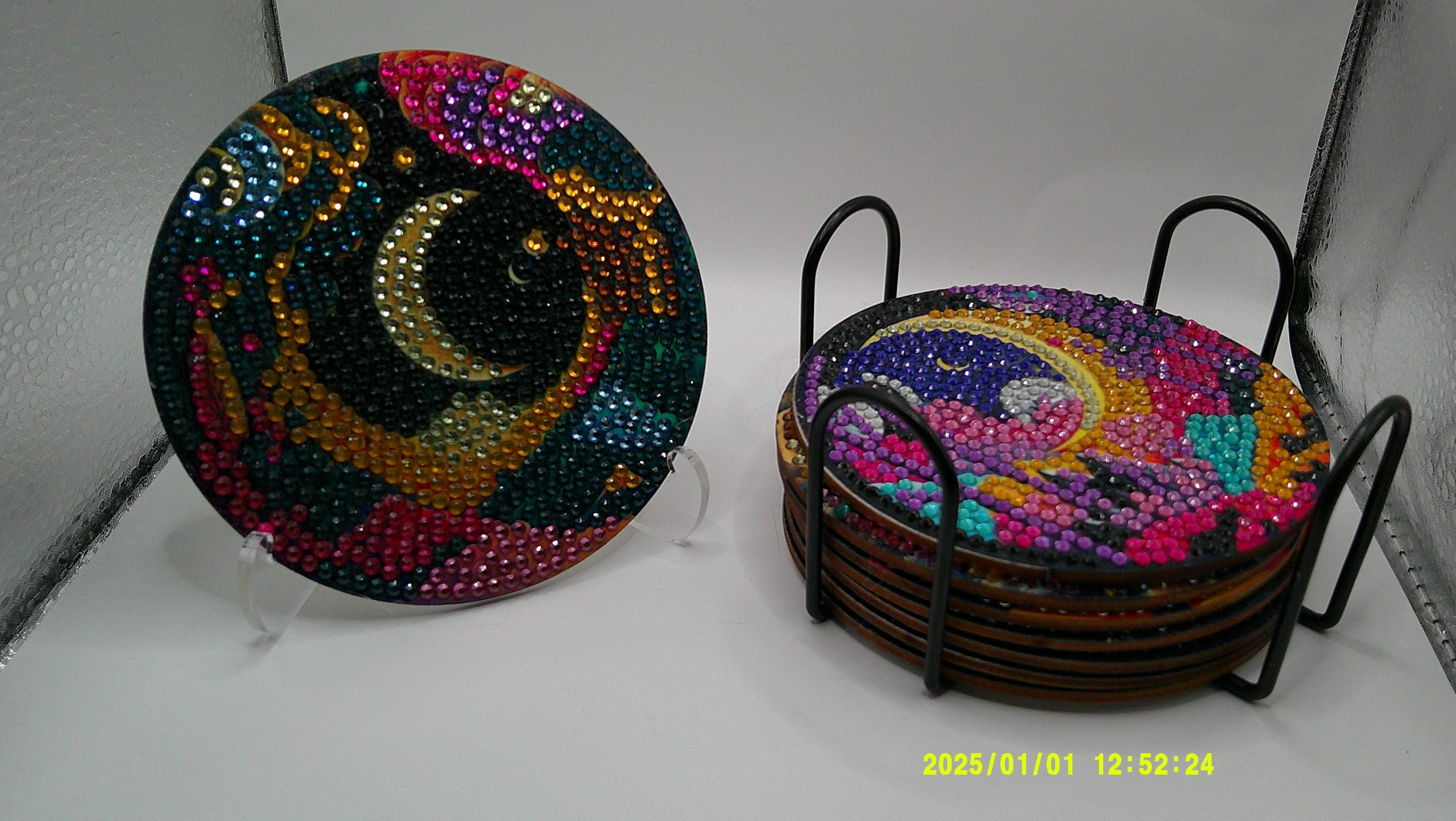 Celestial Diamond Art Coaster Set – Sun, Moon & Stars