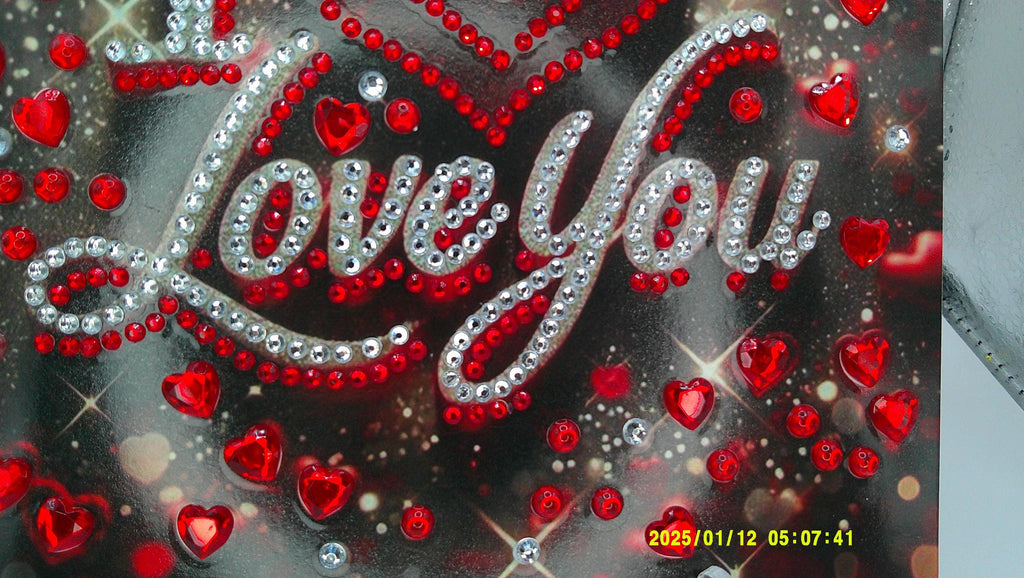 Handmade Diamond Art Love Note | Red Heart & Silver Accents
