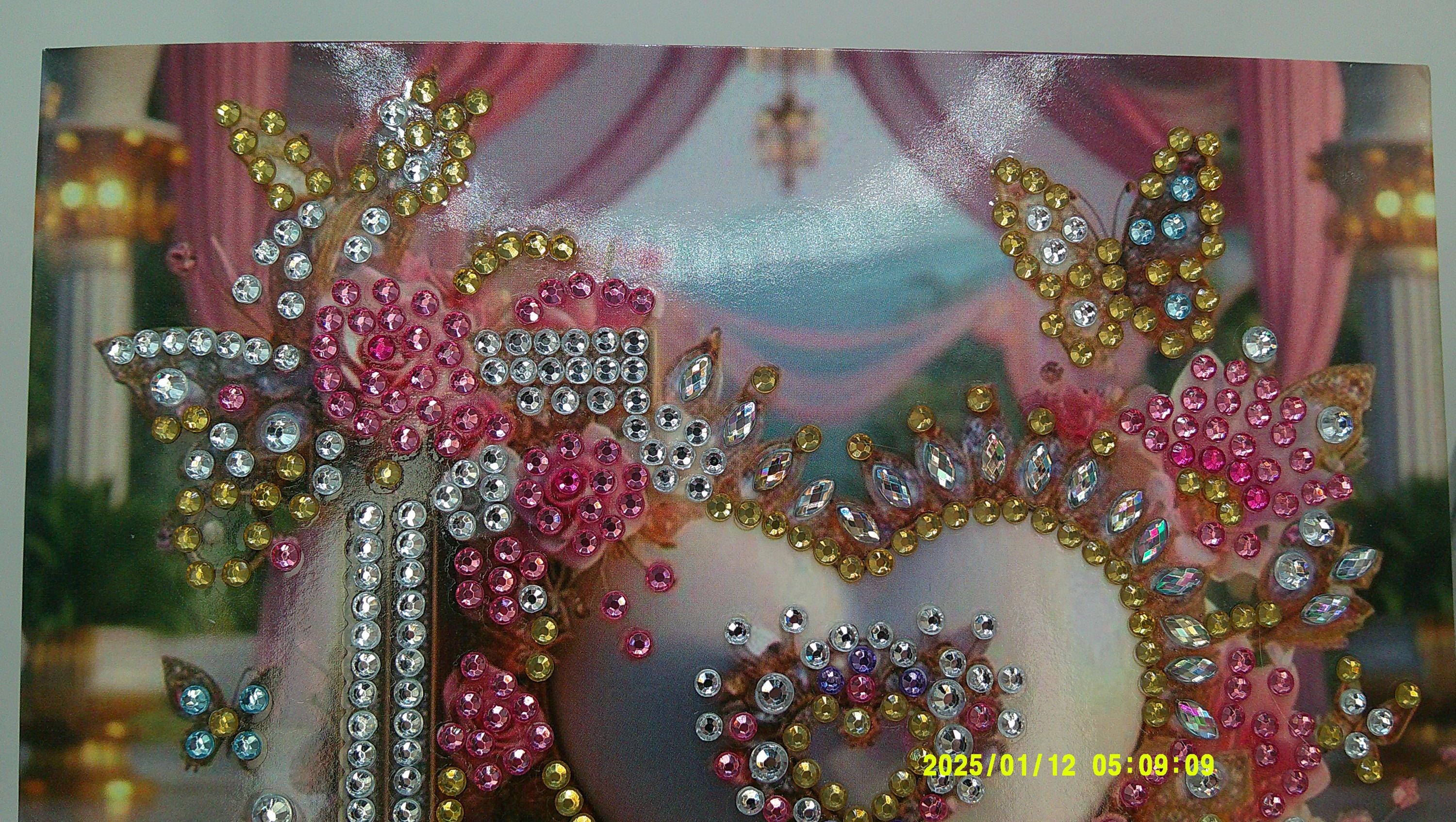 Floral Heart Diamond Art Card | Colorful Rhinestone Love Design