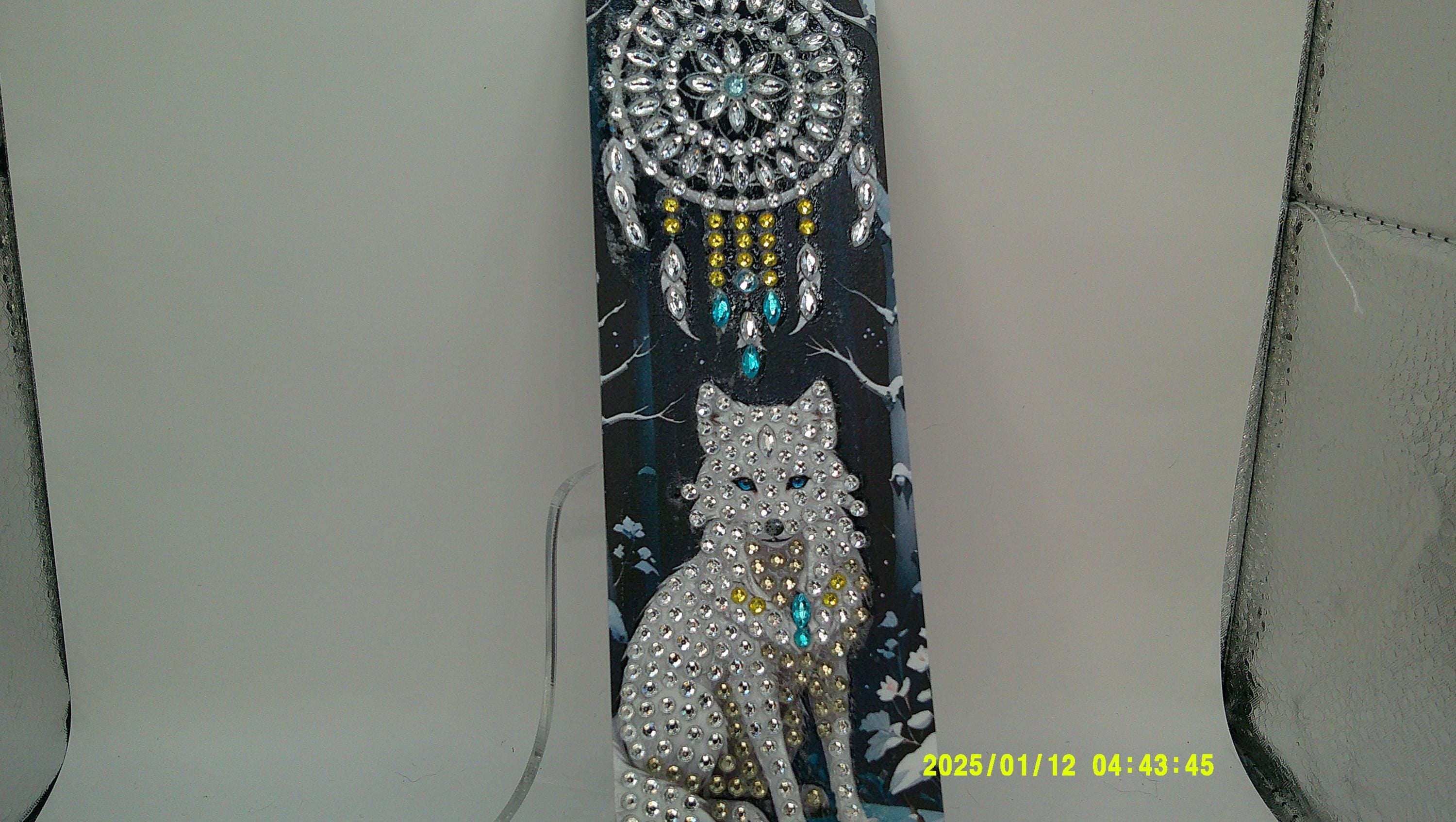 White Wolf Dreamcatcher Diamond Art Bookmark | Sparkling Spirit Wolf Page Marker