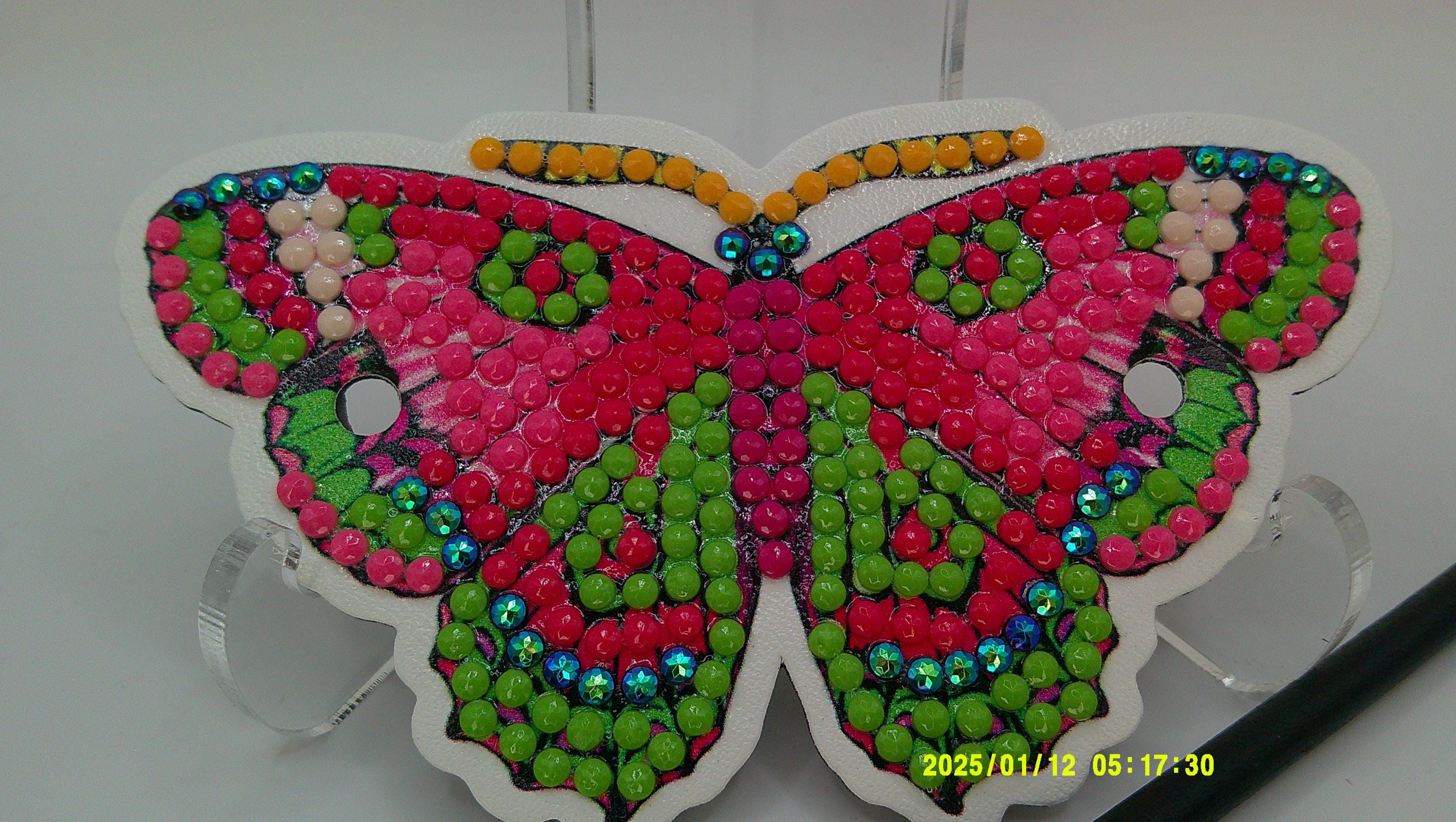 Handcrafted Butterfly Diamond Art Mask | Detailed Beaded Design
