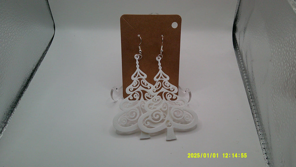 Filigree Tree Earrings – 3D Printed Holiday Elegance