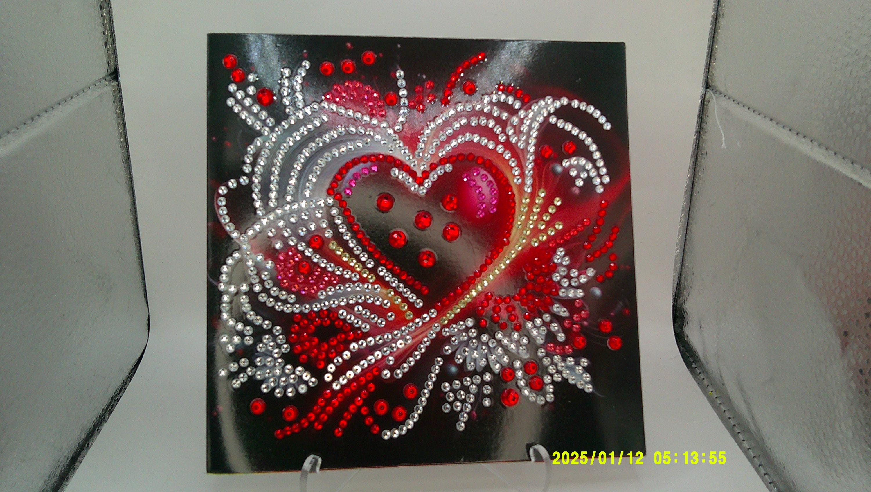 Ornate Diamond Art Heart | Multicolor Rhinestone Burst