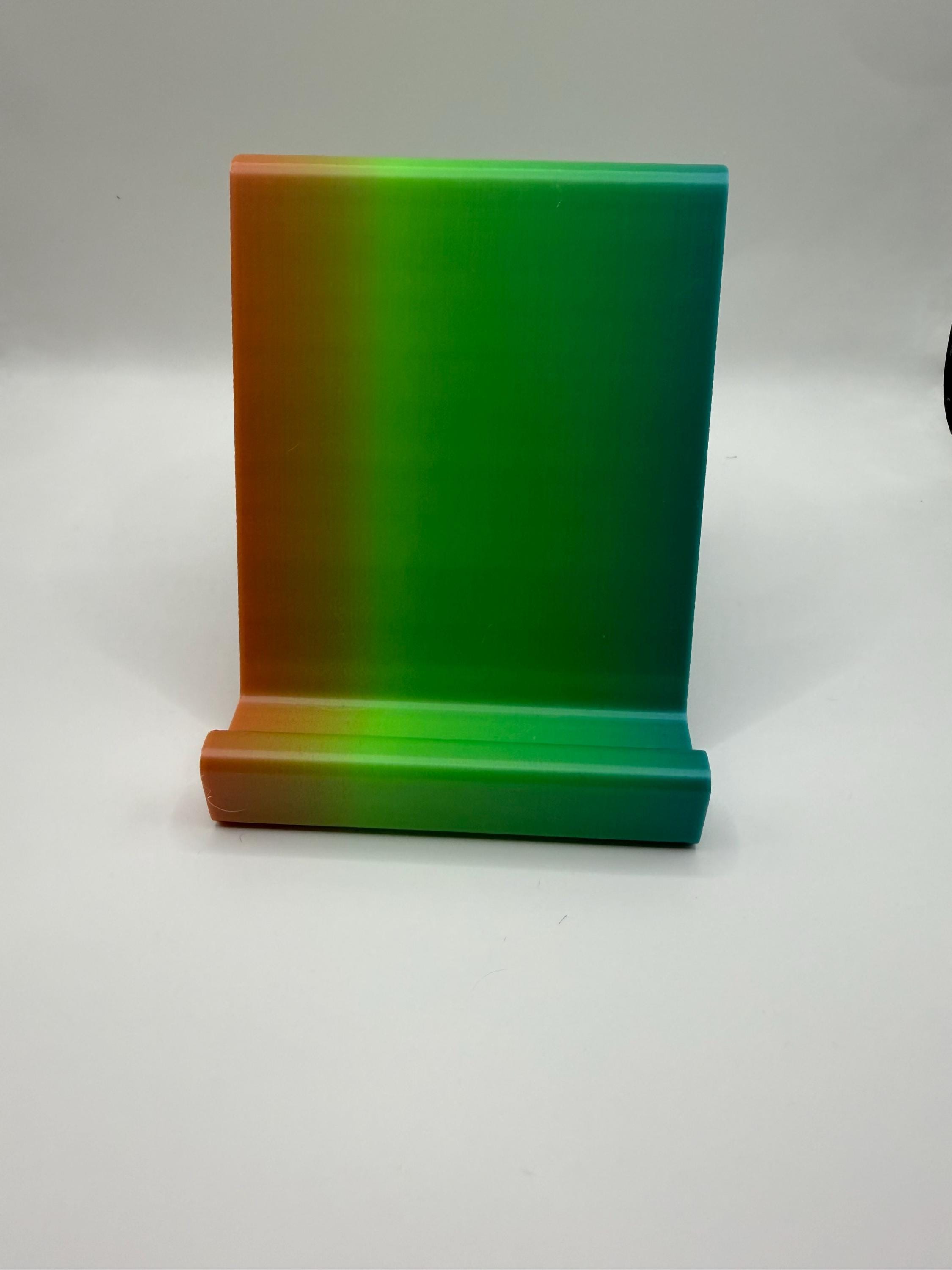 3D Printed Colorful Cat Phone Stand - Rainbow Desk Accessory