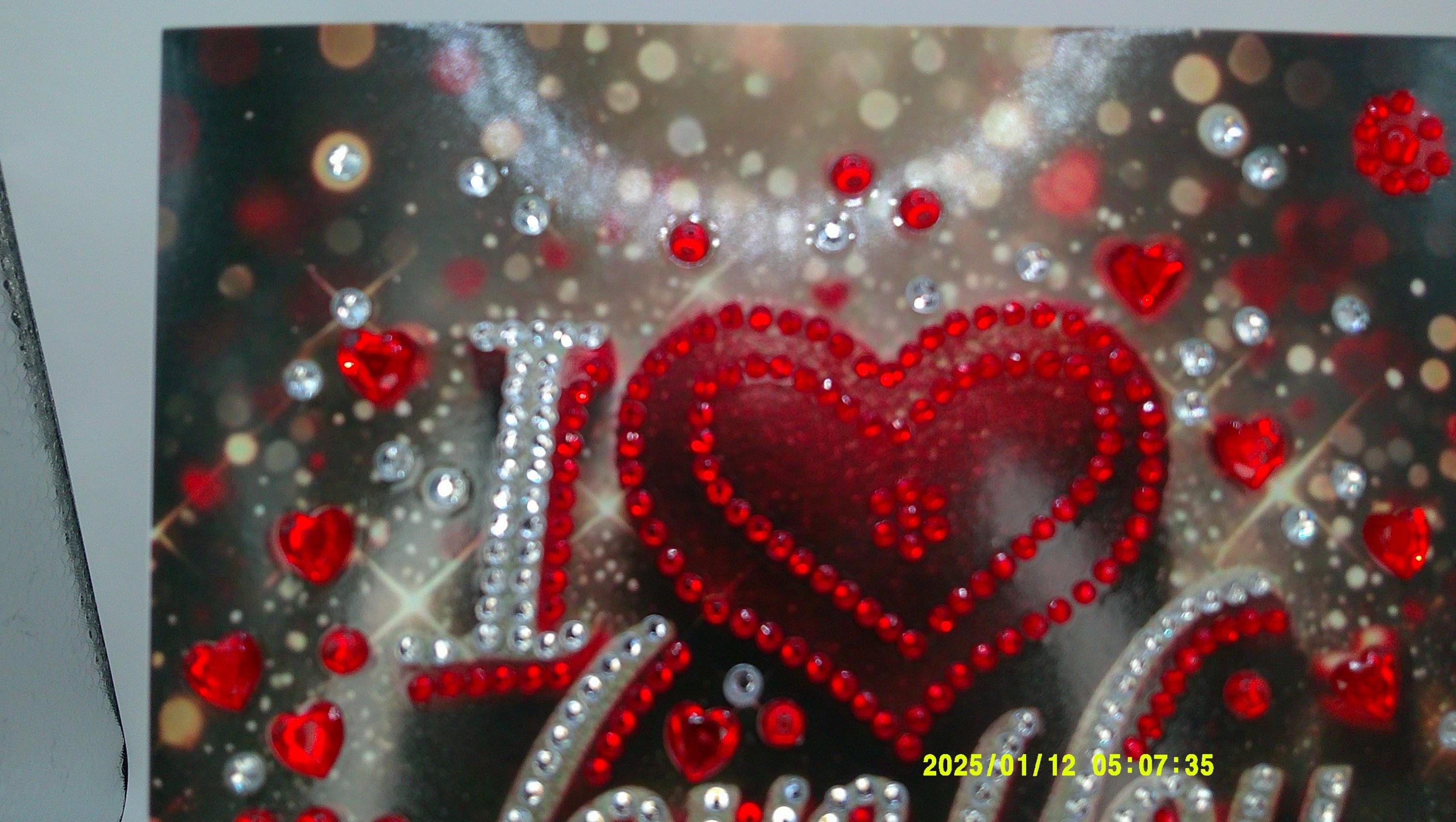 Handmade Diamond Art Love Note | Red Heart & Silver Accents
