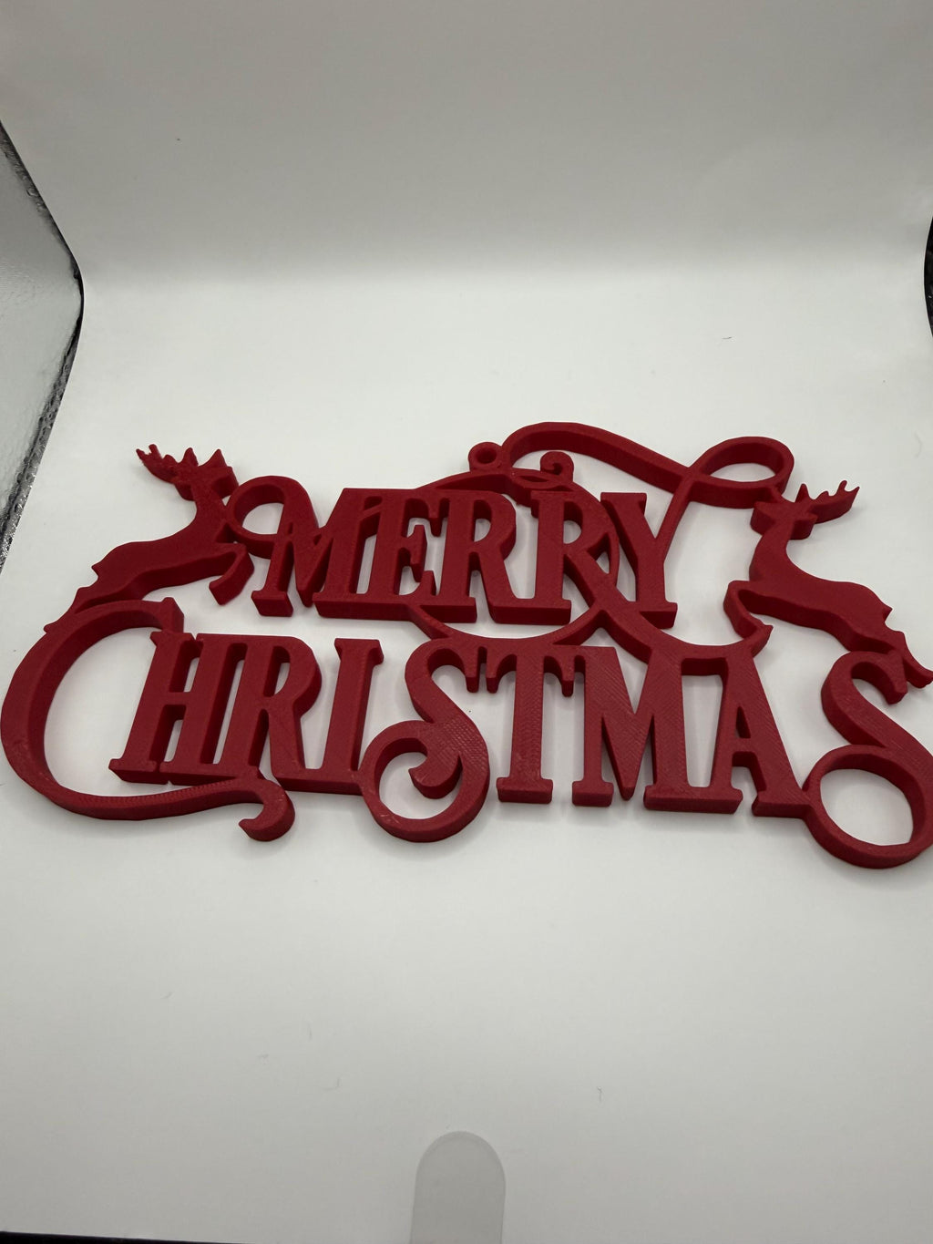 3D Printed Elegant Script Merry Christmas Sign Featuring Deer