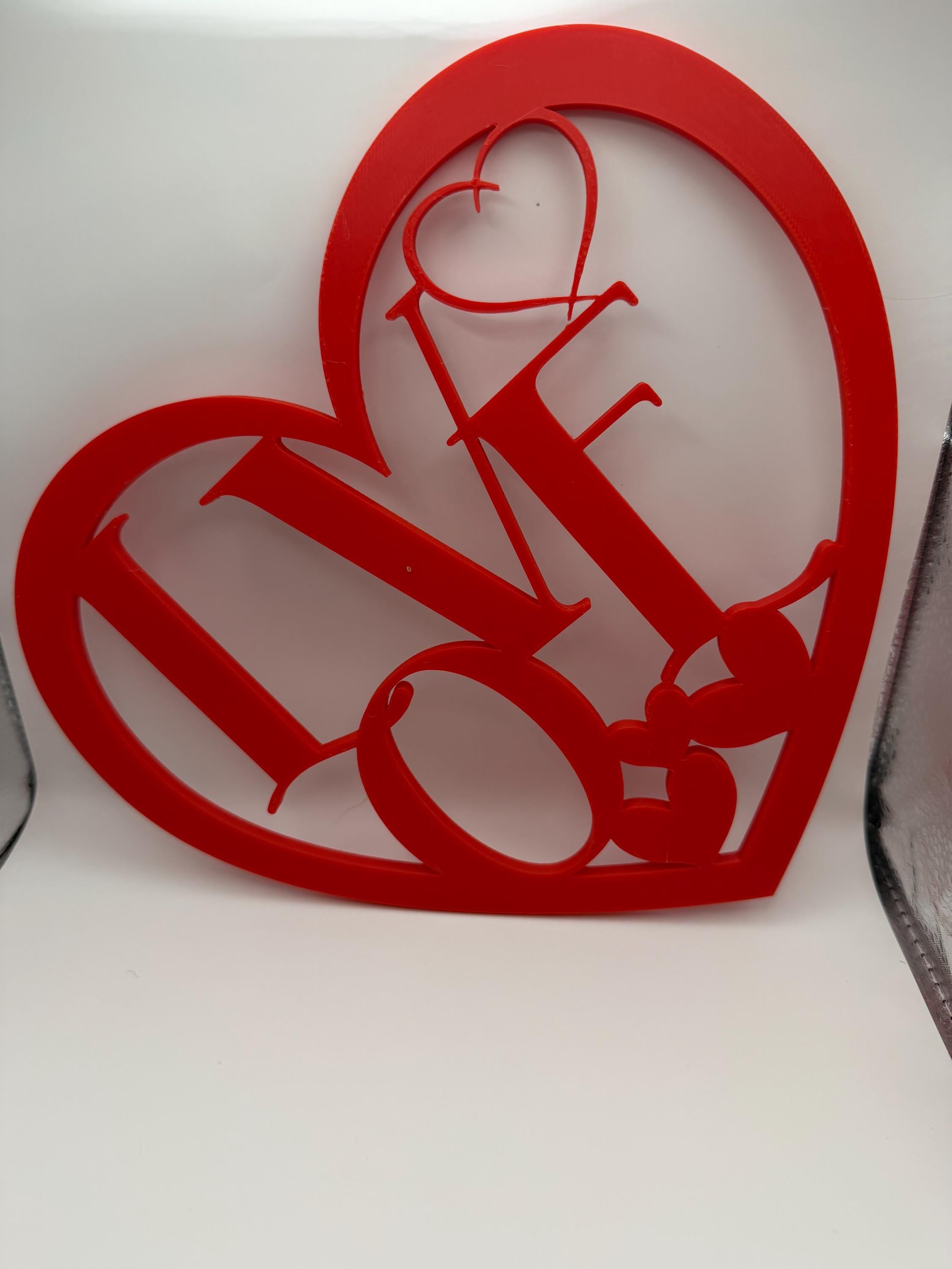 3D Printed Tilted Heart Love Sign with Stand