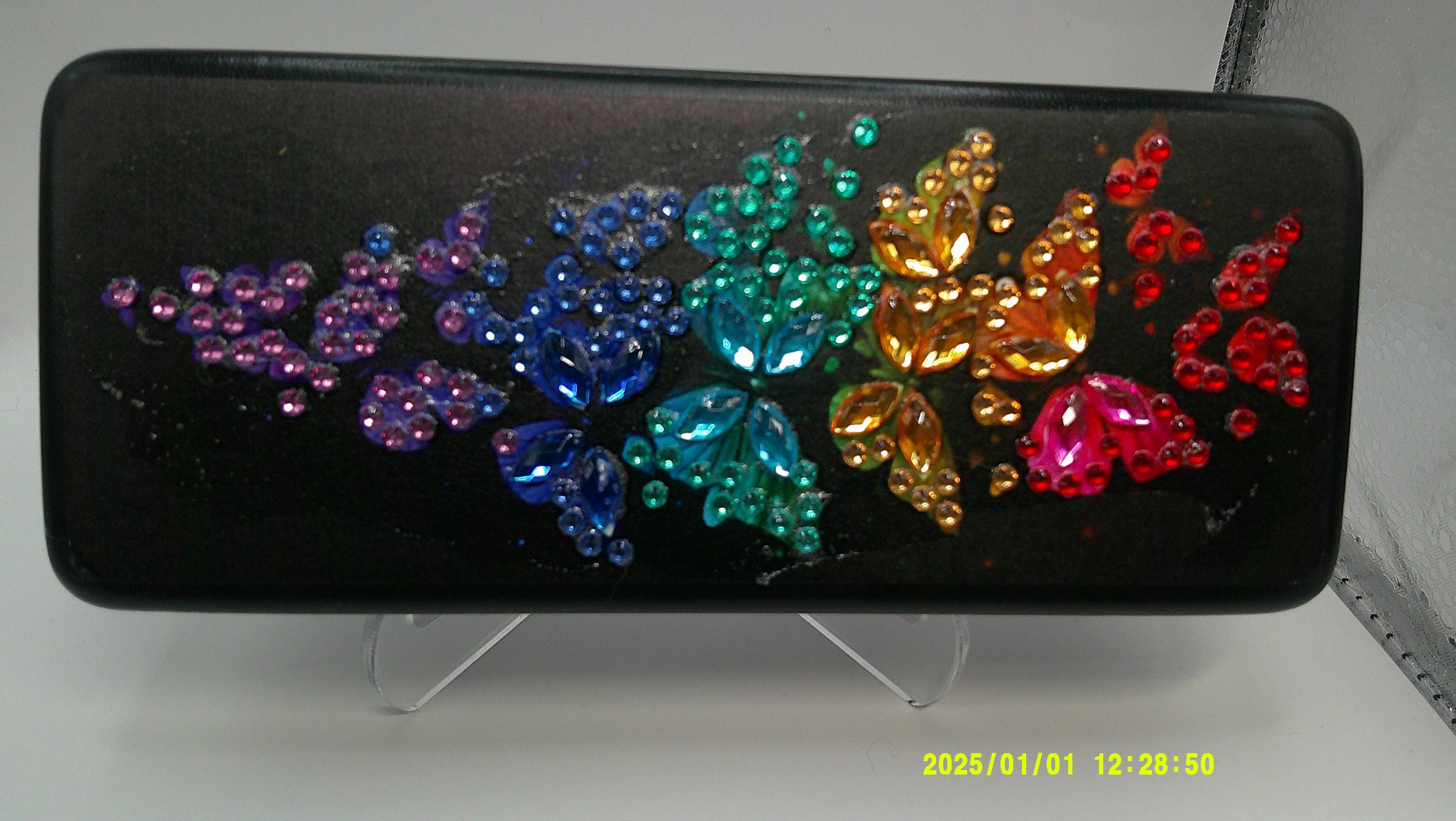 Rainbow Crystal Butterfly Diamond Art Glasses Case