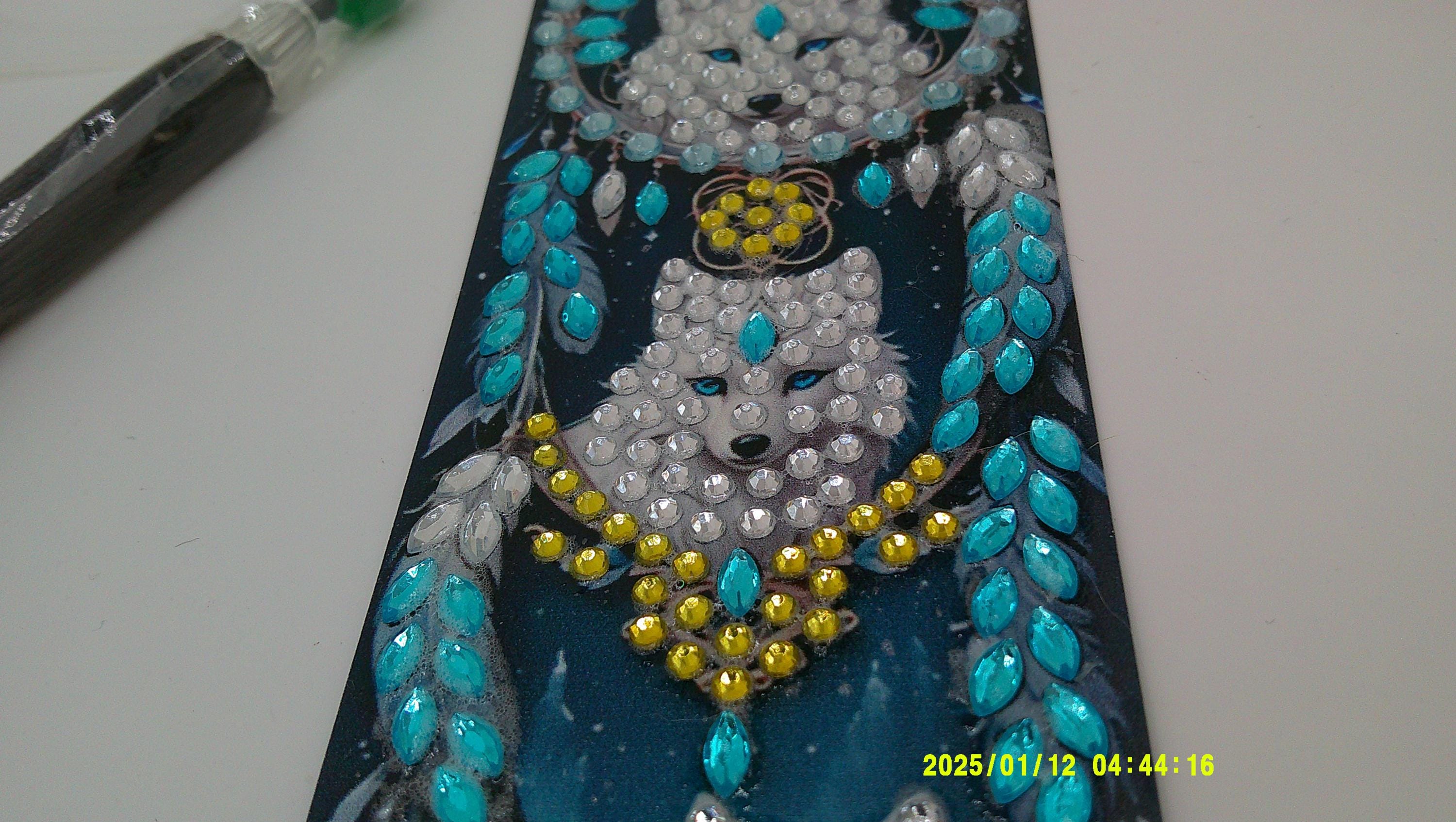 Fantasy Wolf Pack Bookmark | Sparkling Diamond Art Night Scene