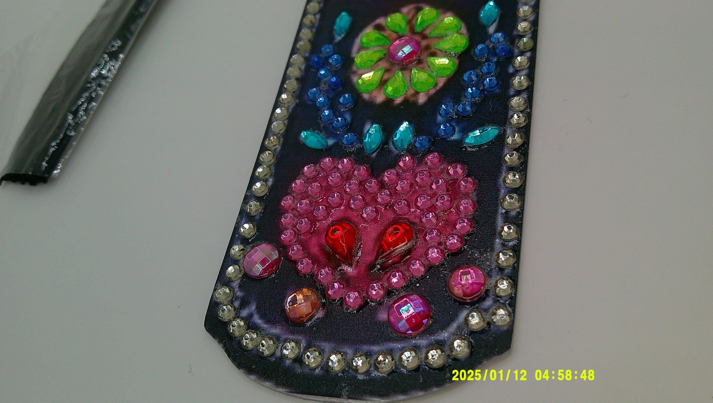 Colorful Floral Diamond Art Bookmark | Vibrant Rhinestone Mosaic