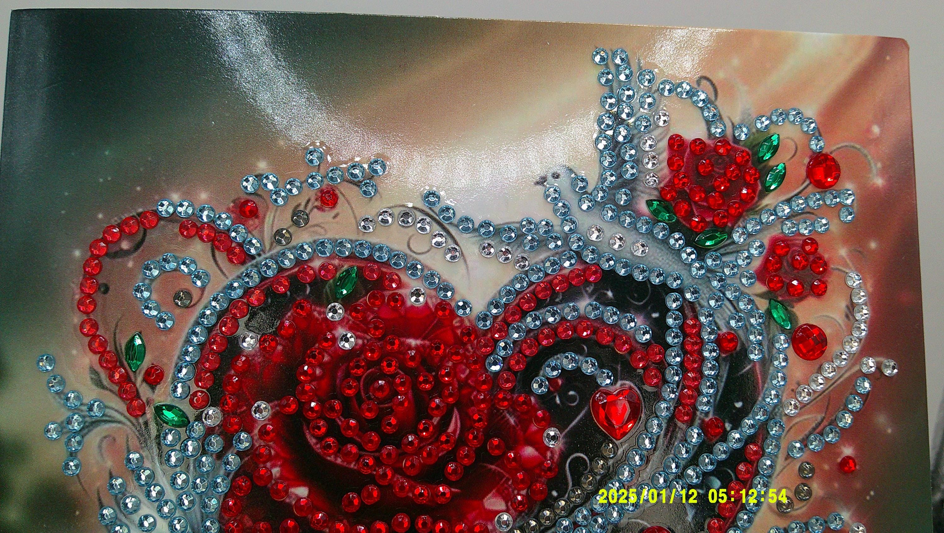 Floral Swirl Diamond Art Heart | Multicolor Rhinestone Pattern