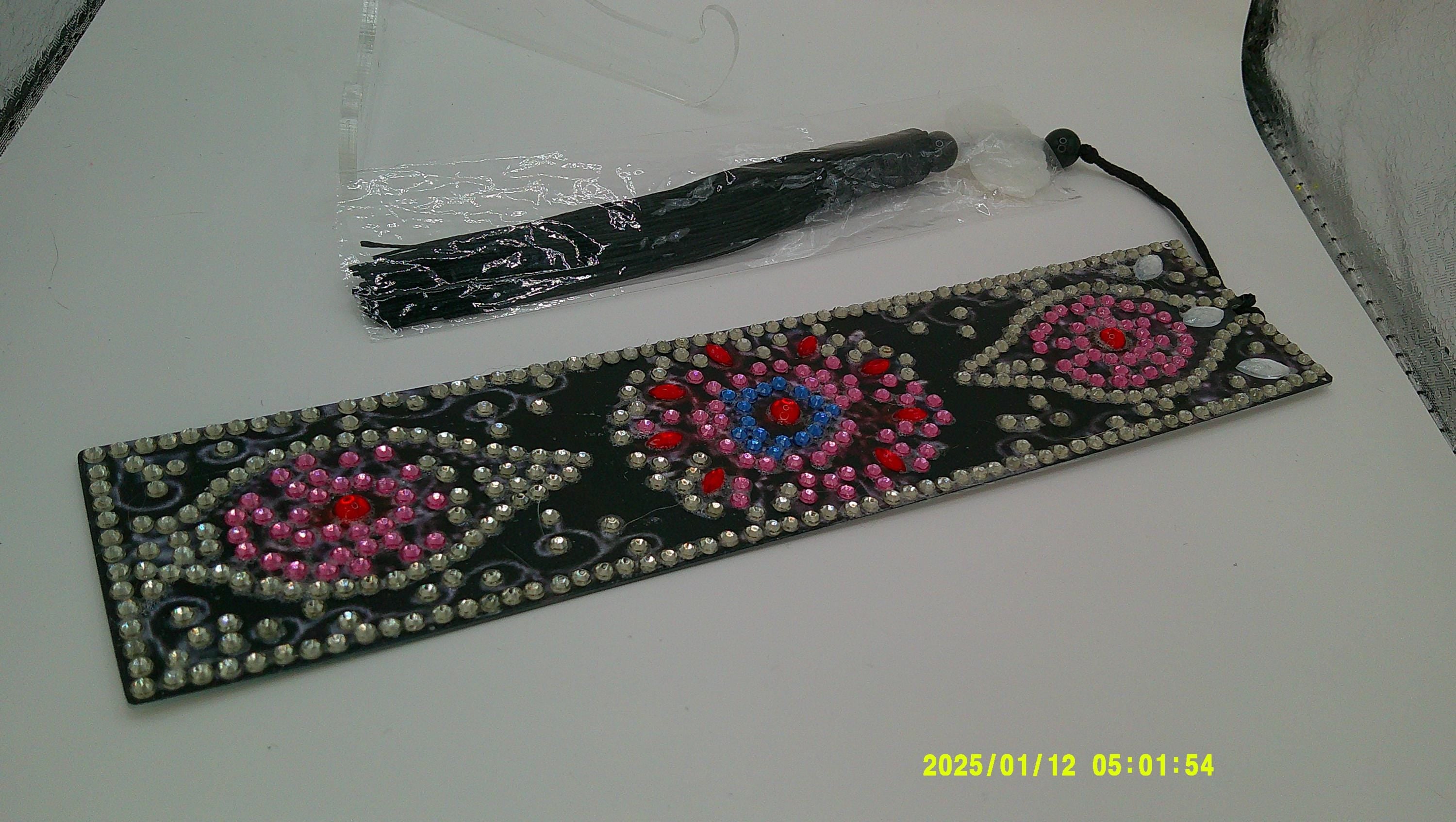 Beaded Floral Mandala Bookmark | Intricate Diamond Art Design