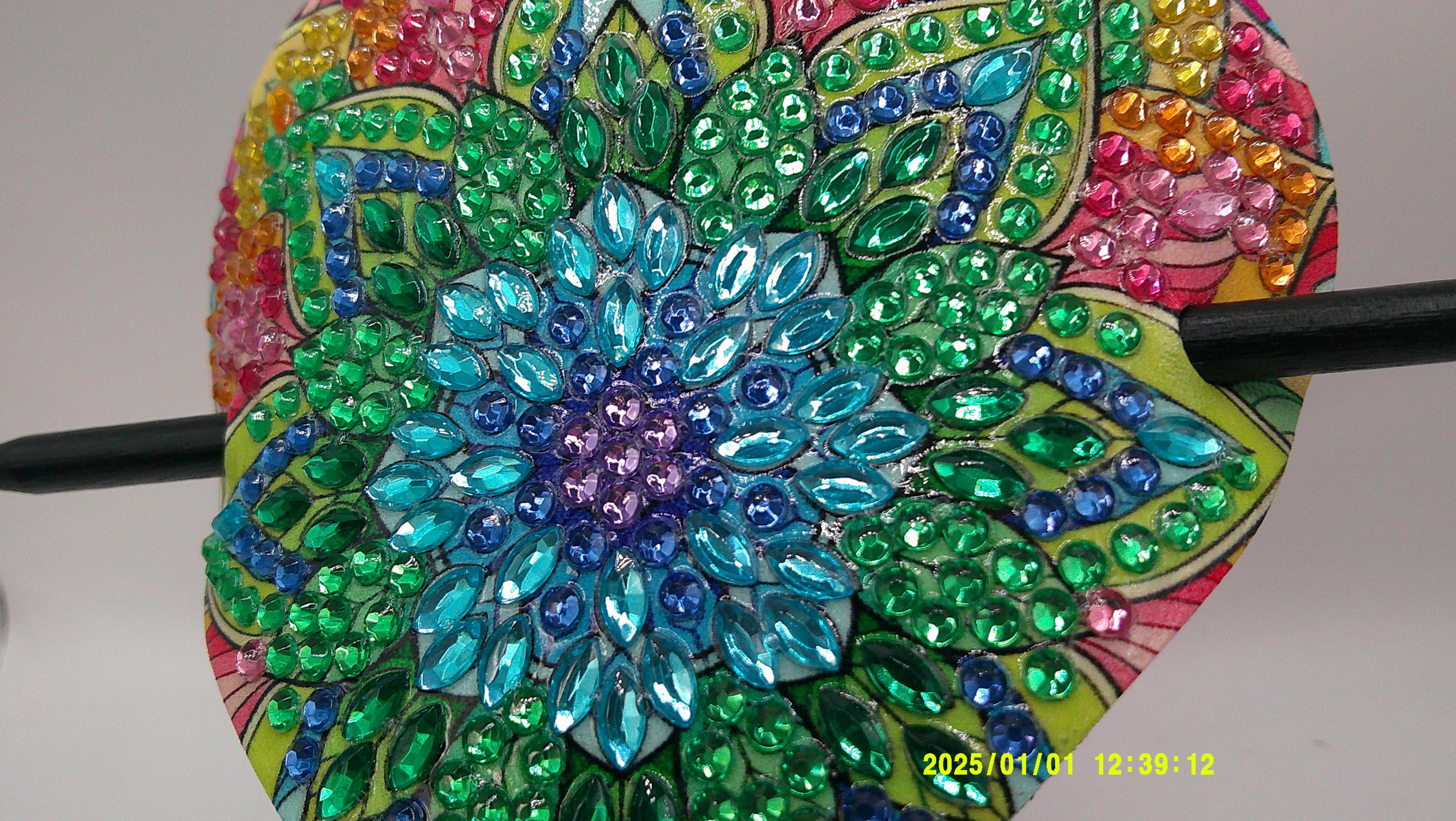 Rainbow Mandala Heart Diamond Art Hair Clip