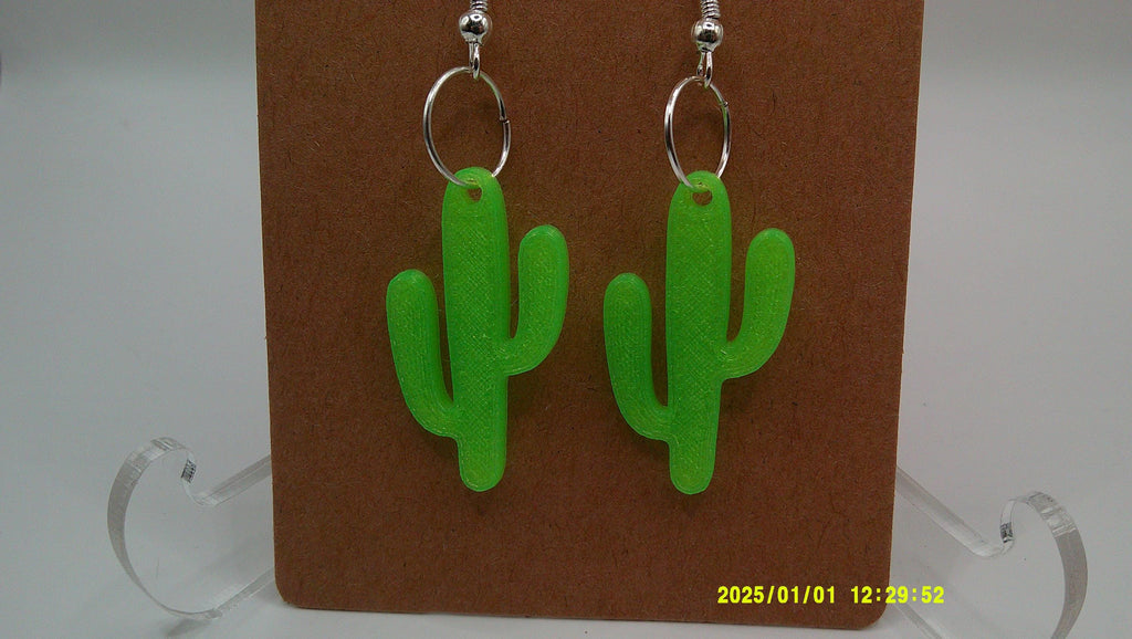 Cactus Charm Earrings – 3D Printed Desert Dangles