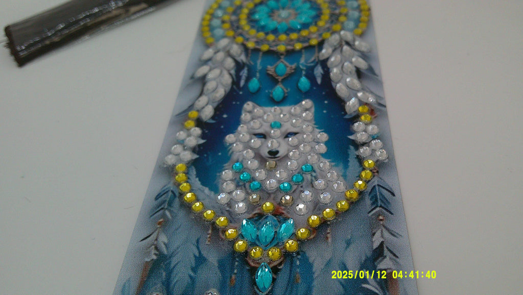 Enchanted Wolf Pair Diamond Art Bookmark | Shimmering Dreamcatcher Feathers
