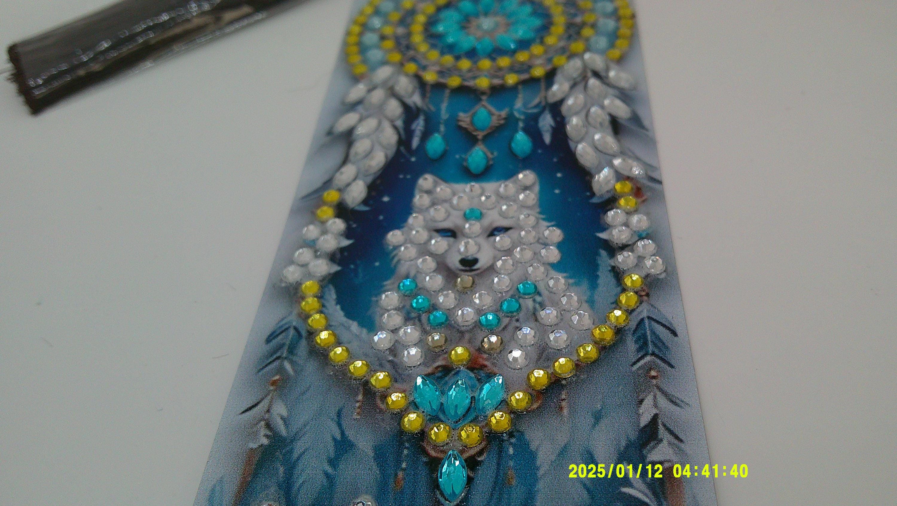 Enchanted Wolf Pair Diamond Art Bookmark | Shimmering Dreamcatcher Feathers