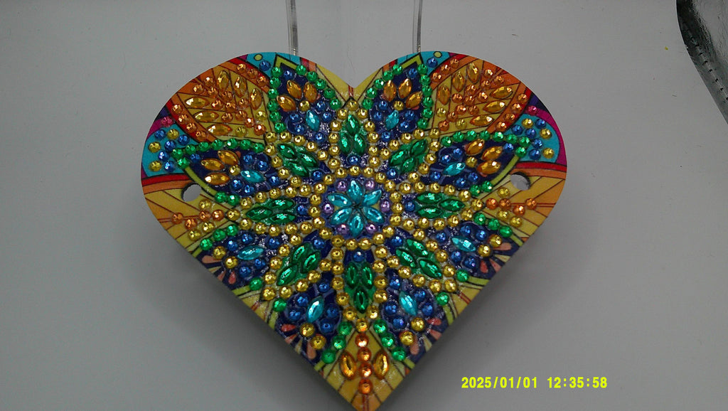 Rainbow Mandala Heart Diamond Art Hair Clip