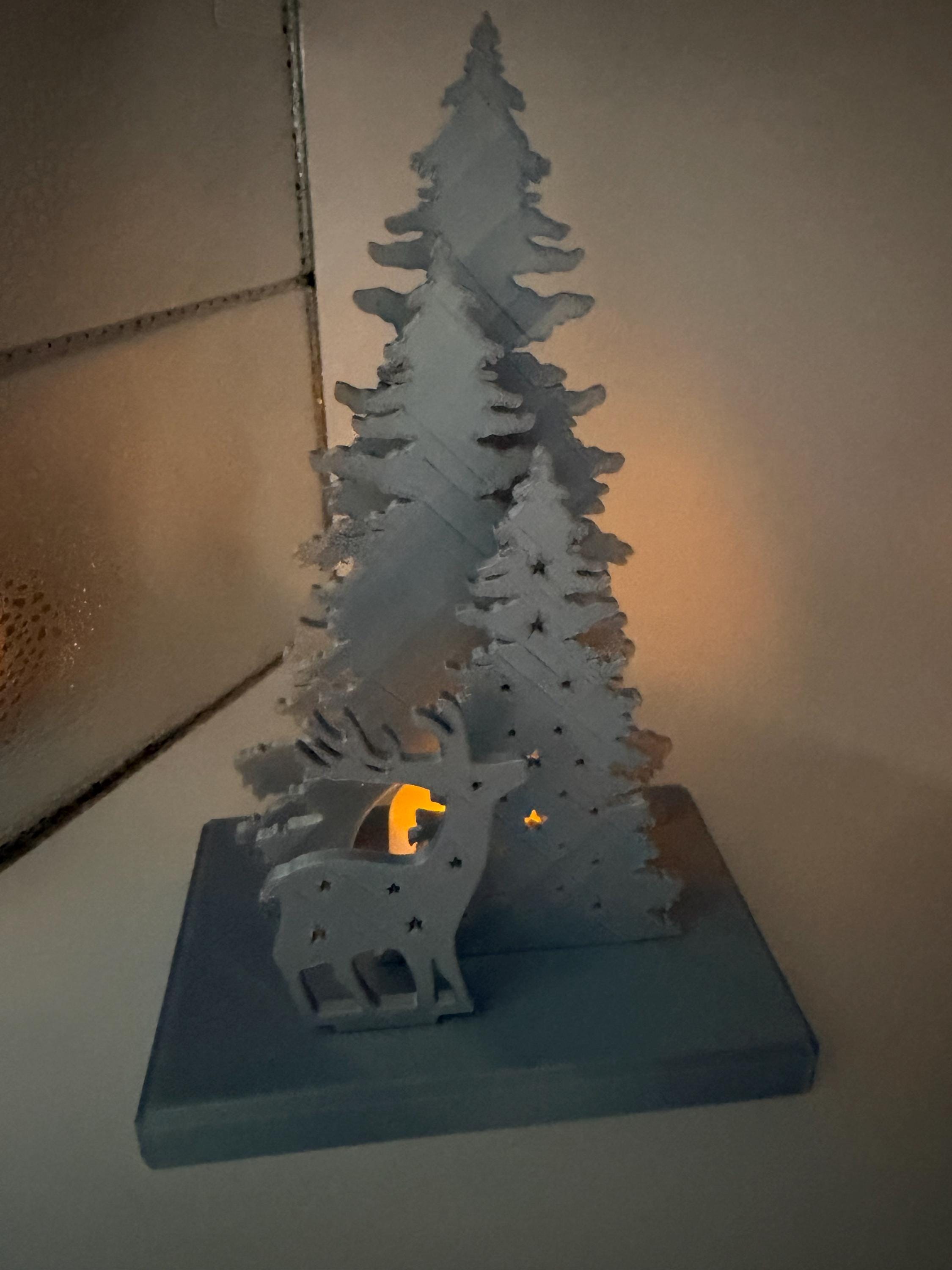 Woodland Deer Tea Light Holder - 3S Printed Forest Scene