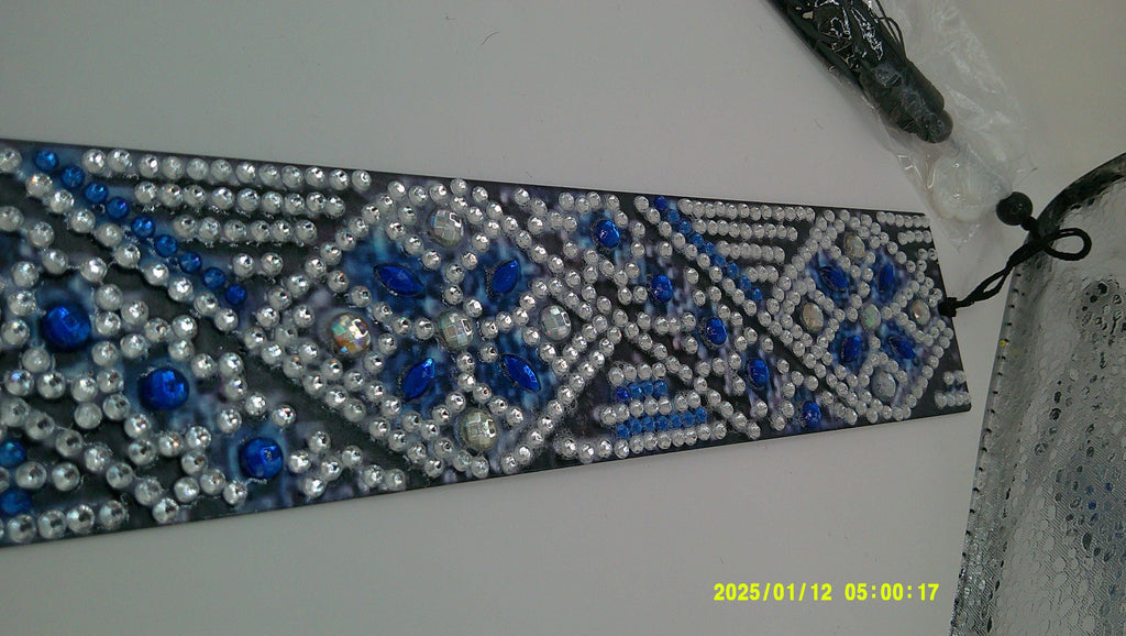 Geometric Diamond Art Bookmark | Blue & Silver Rhinestone Design