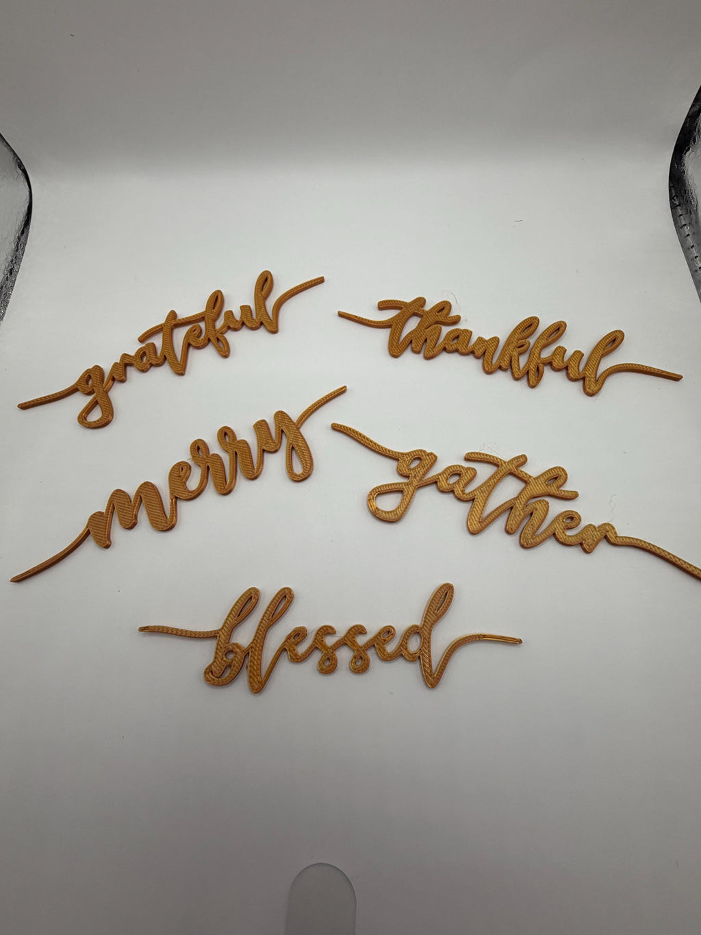 3D Printed Harvest Table Word Accents
