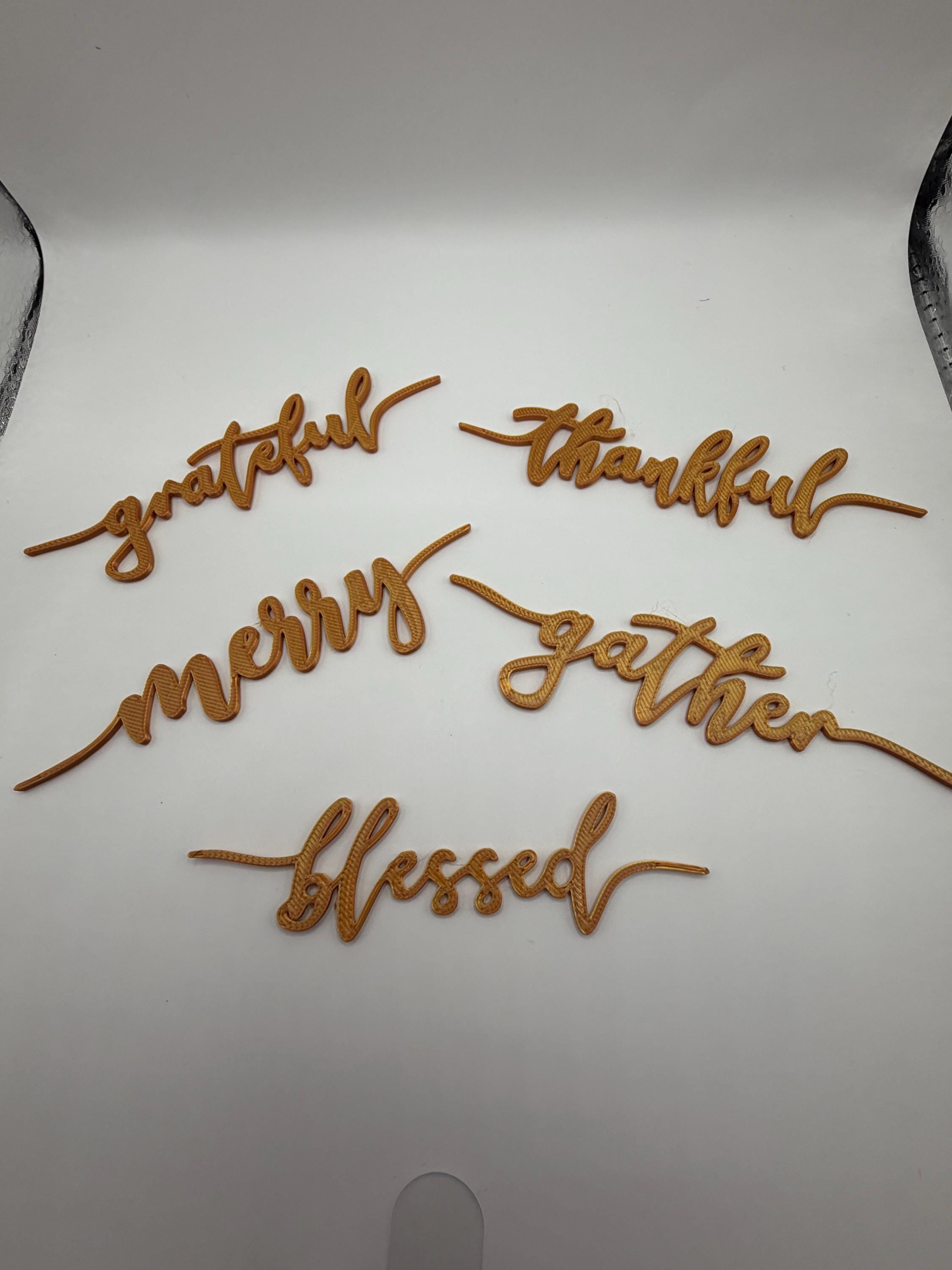 3D Printed Harvest Table Word Accents