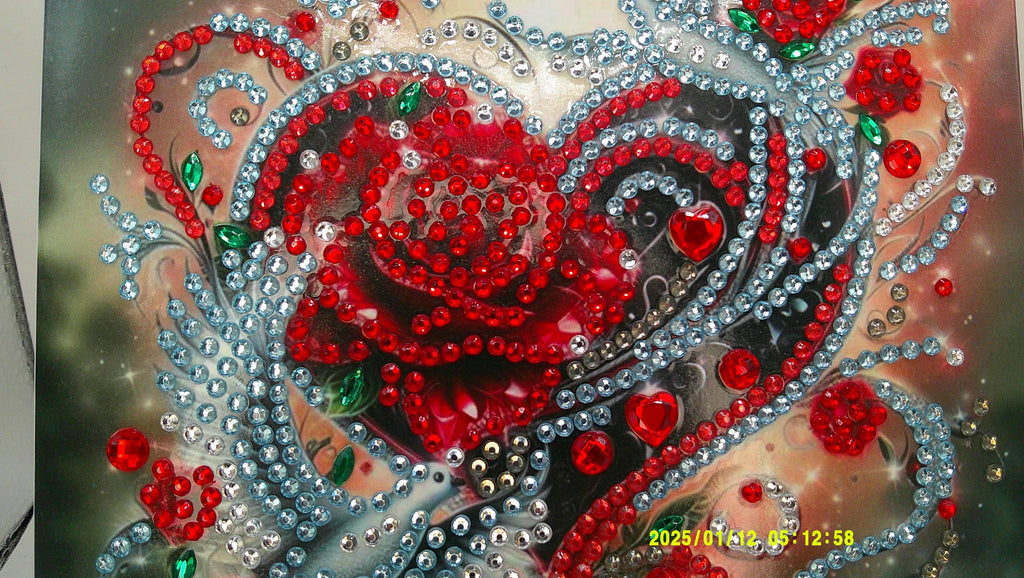 Floral Swirl Diamond Art Heart | Multicolor Rhinestone Pattern