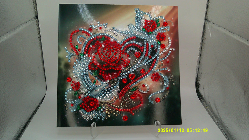 Floral Swirl Diamond Art Heart | Multicolor Rhinestone Pattern
