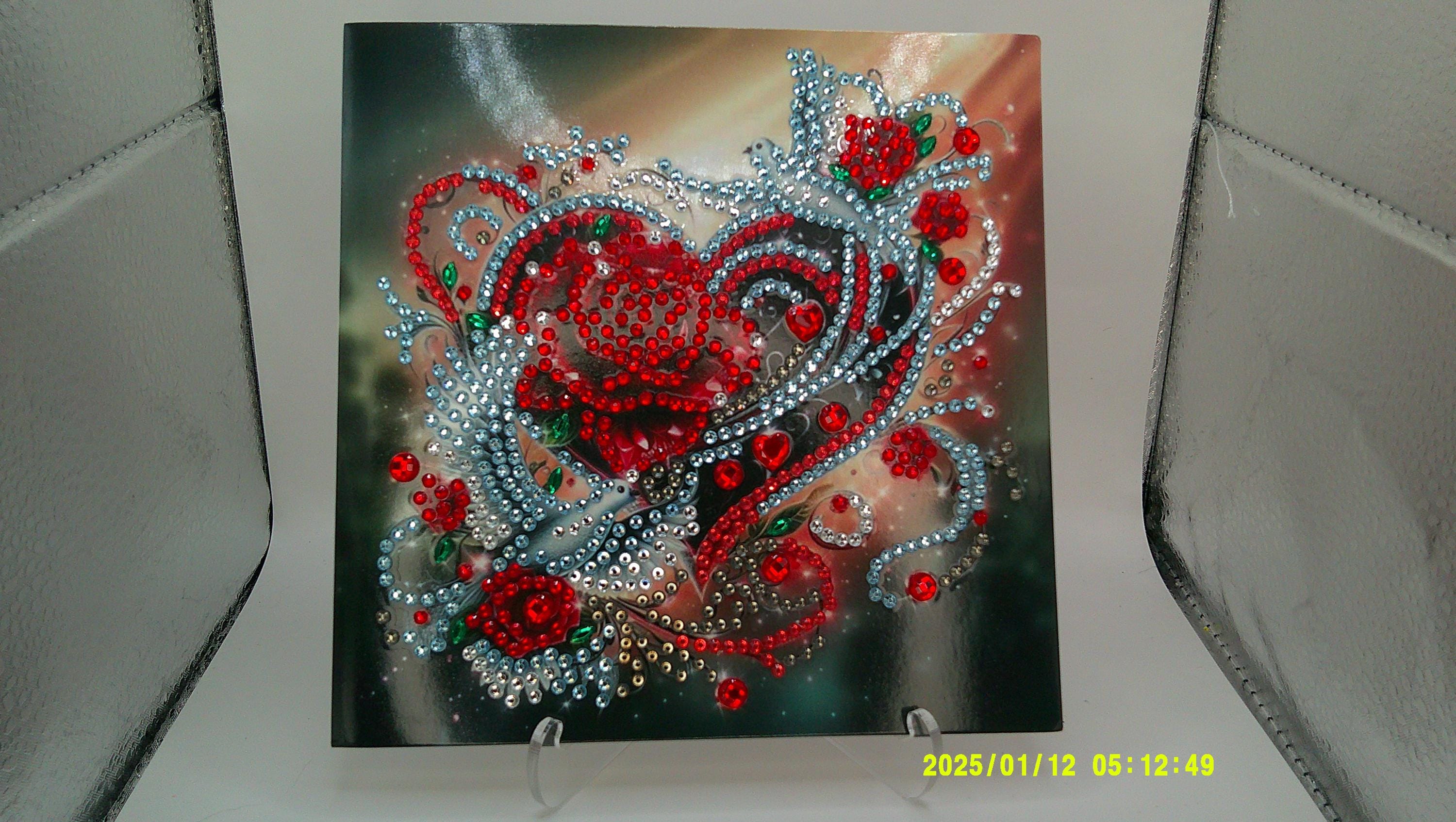 Floral Swirl Diamond Art Heart | Multicolor Rhinestone Pattern