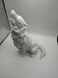 3D Printed Abstract Sitting Howling Wolf Sculpture