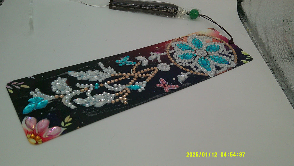 Floral Mandala Rhinestone Bookmark | Colorful Diamond Art Page Marker