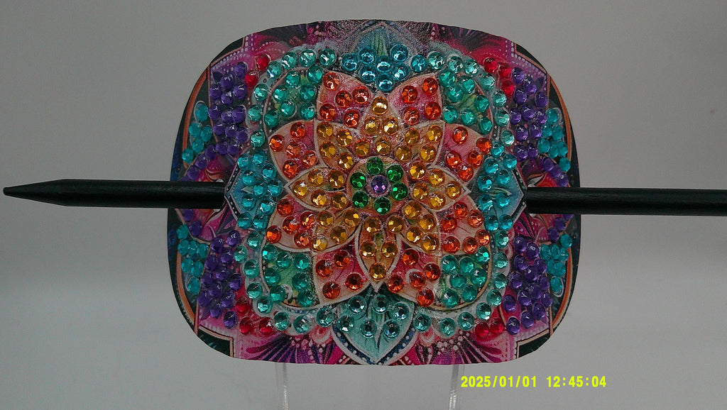 Vibrant Mandala Burst Diamond Art Hair Slide