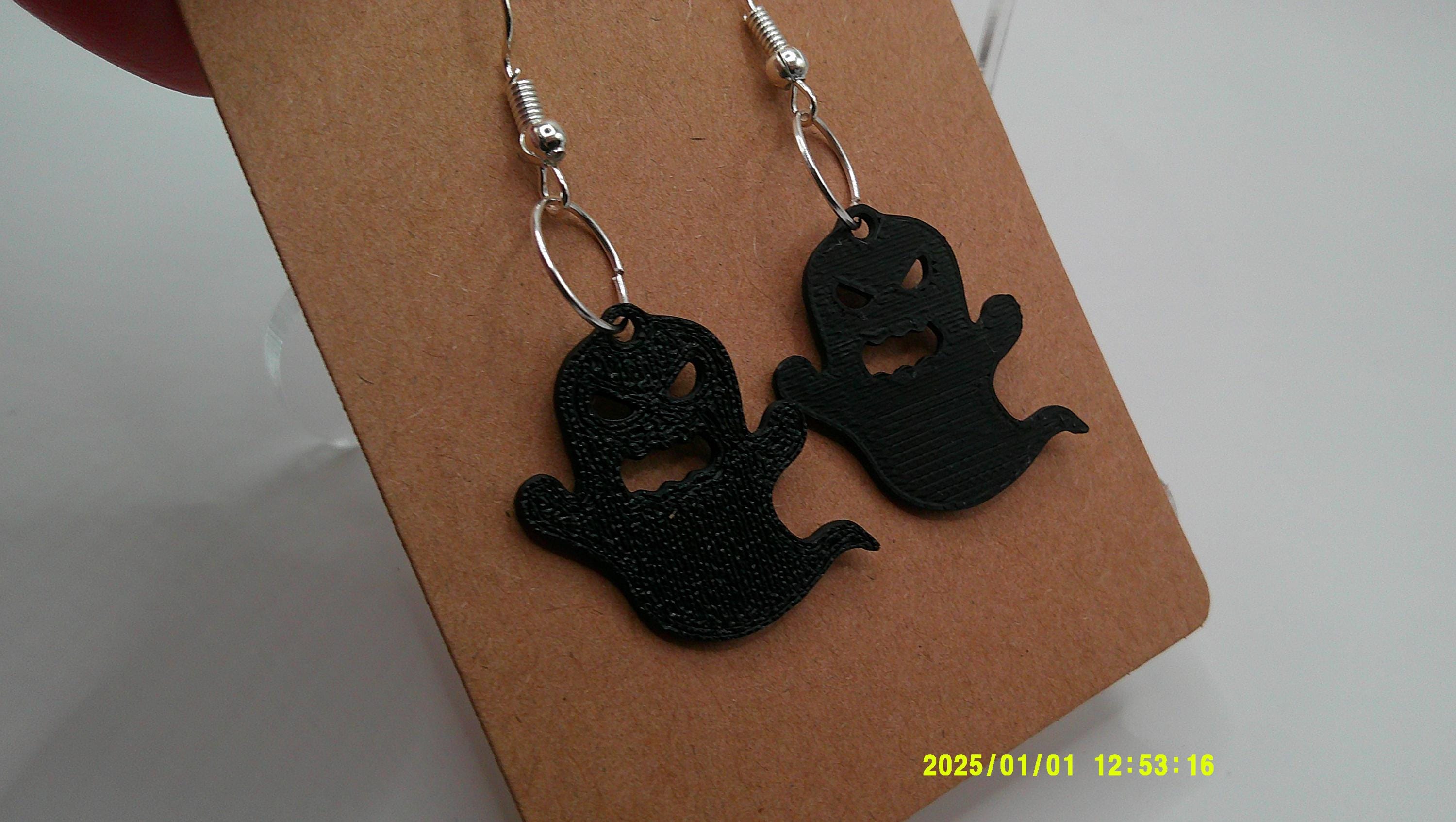 Grumpy Ghost Earrings – Spooky Hoop Dangles