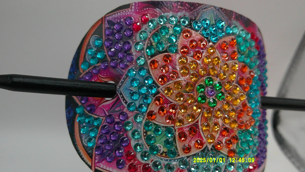 Vibrant Mandala Burst Diamond Art Hair Slide