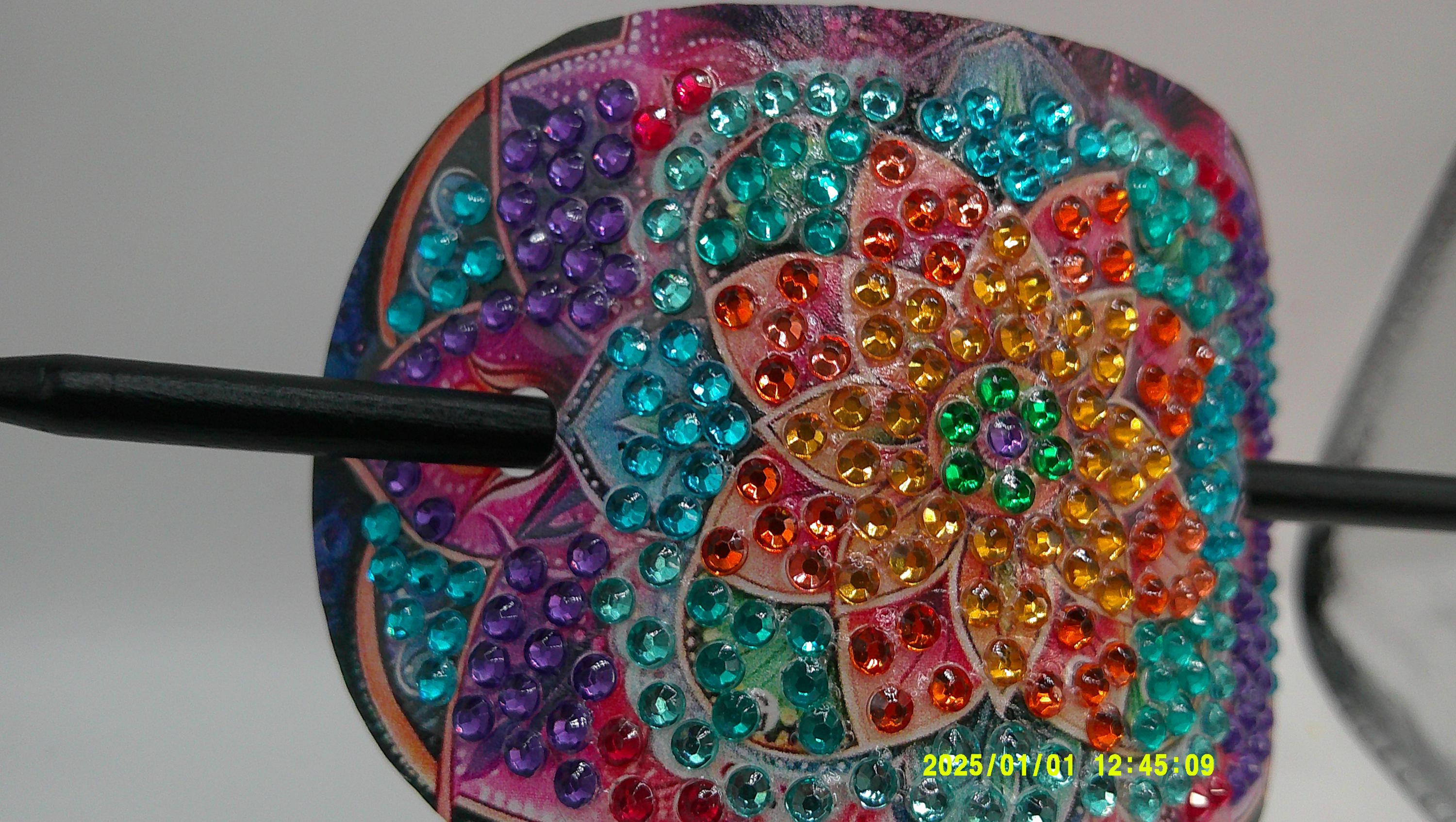 Vibrant Mandala Burst Diamond Art Hair Slide