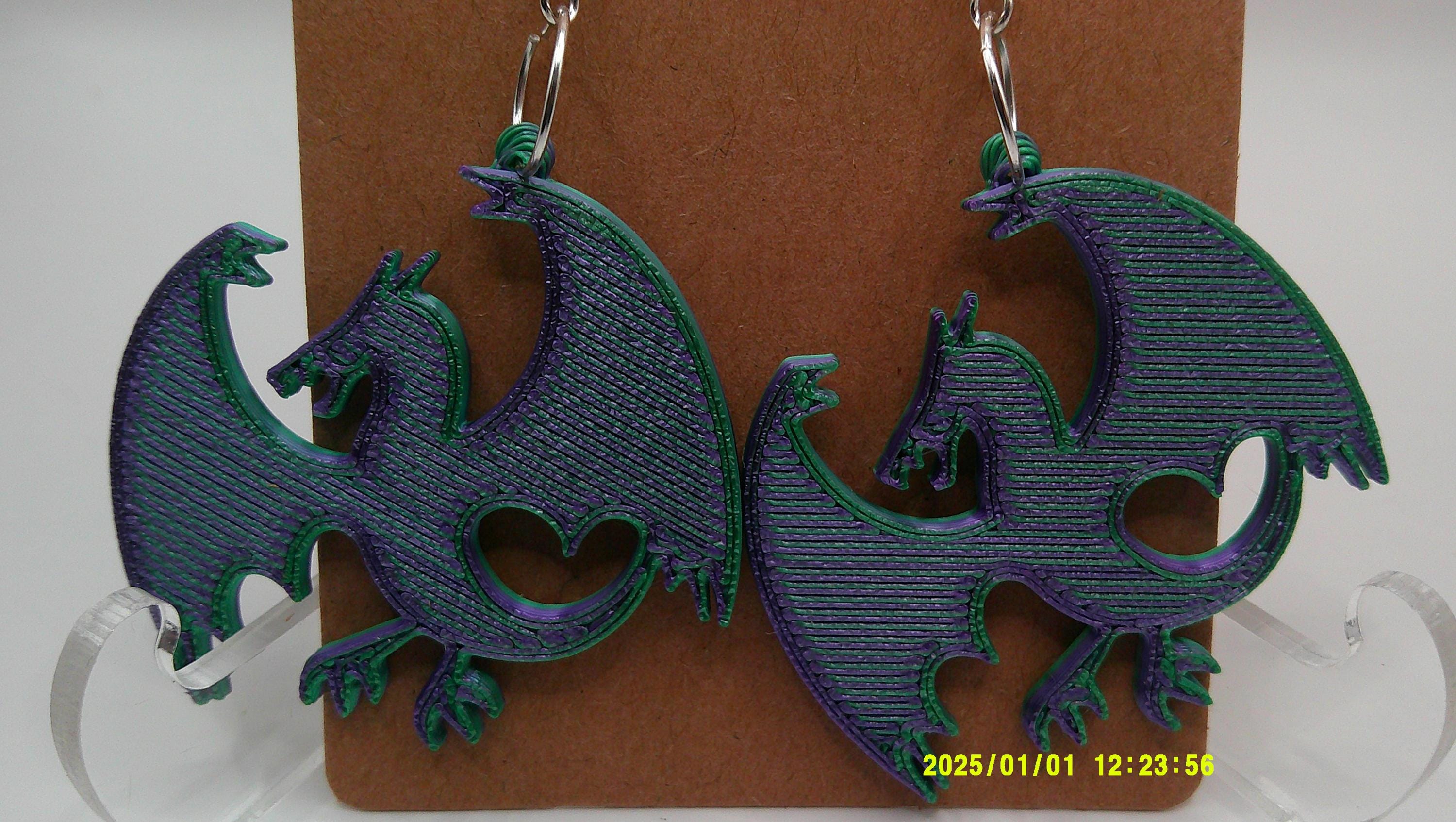 Mystic Dragon Earrings – Blue-Green Winged Dangles