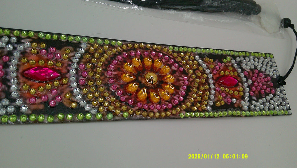 Sunburst Flower Rhinestone Bookmark | Vibrant Diamond Art Pattern