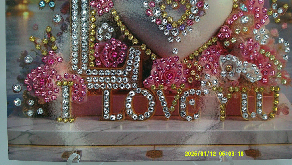 Floral Heart Diamond Art Card | Colorful Rhinestone Love Design
