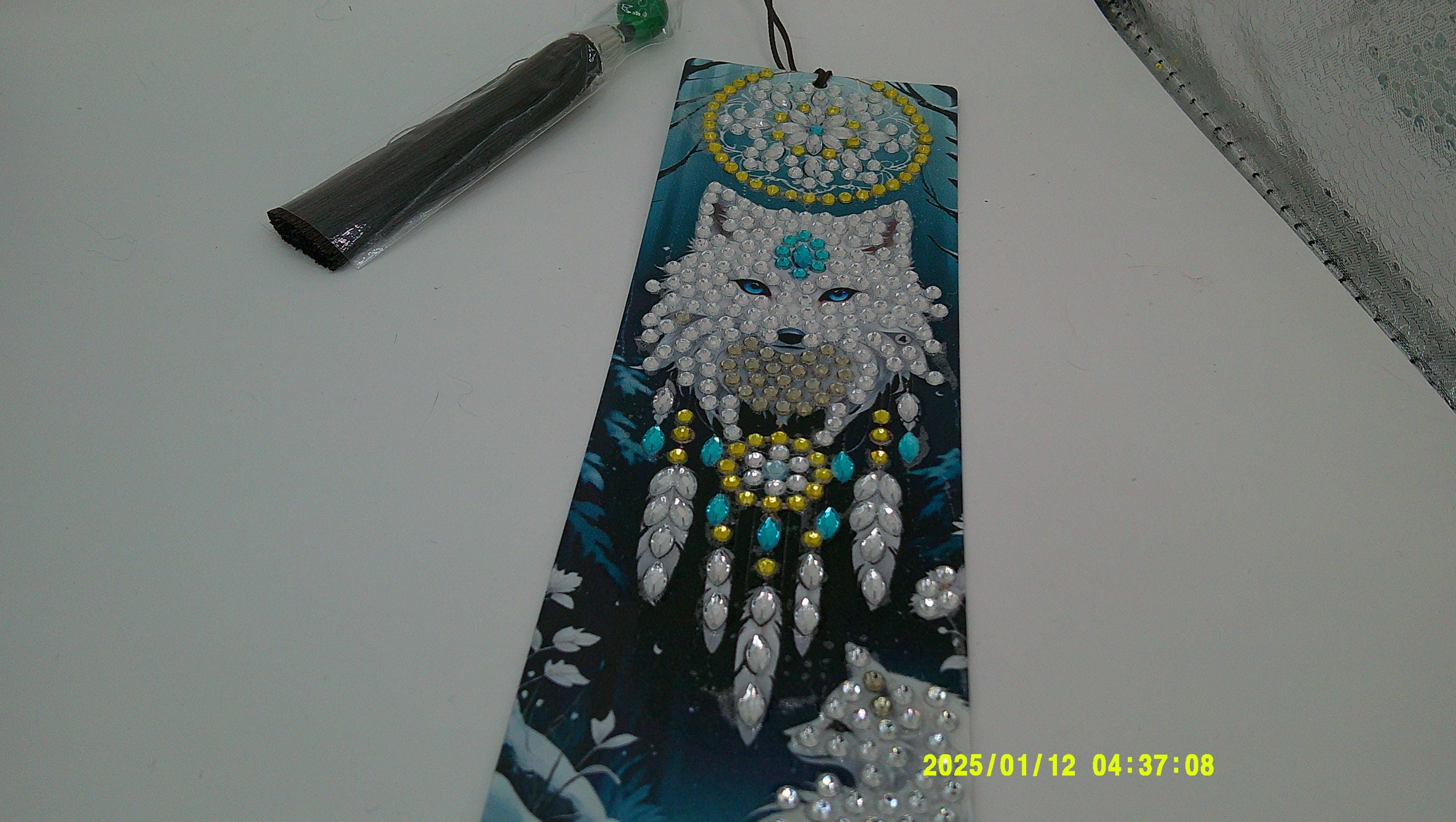 Celestial Wolf Bookmark | Shimmering Diamond Art Dreamcatcher