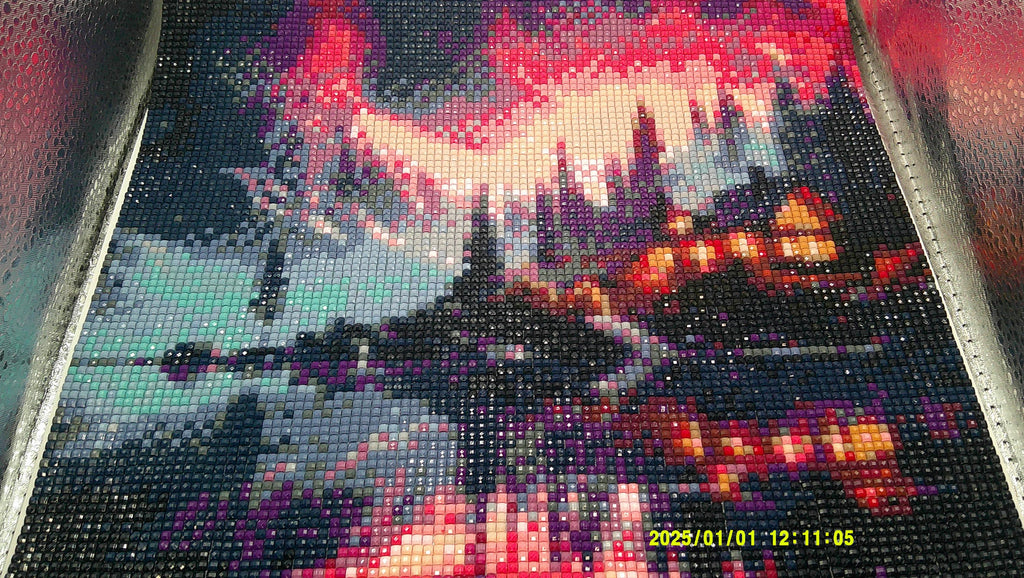 Crimson Cabin Reflections Diamond Art Painting