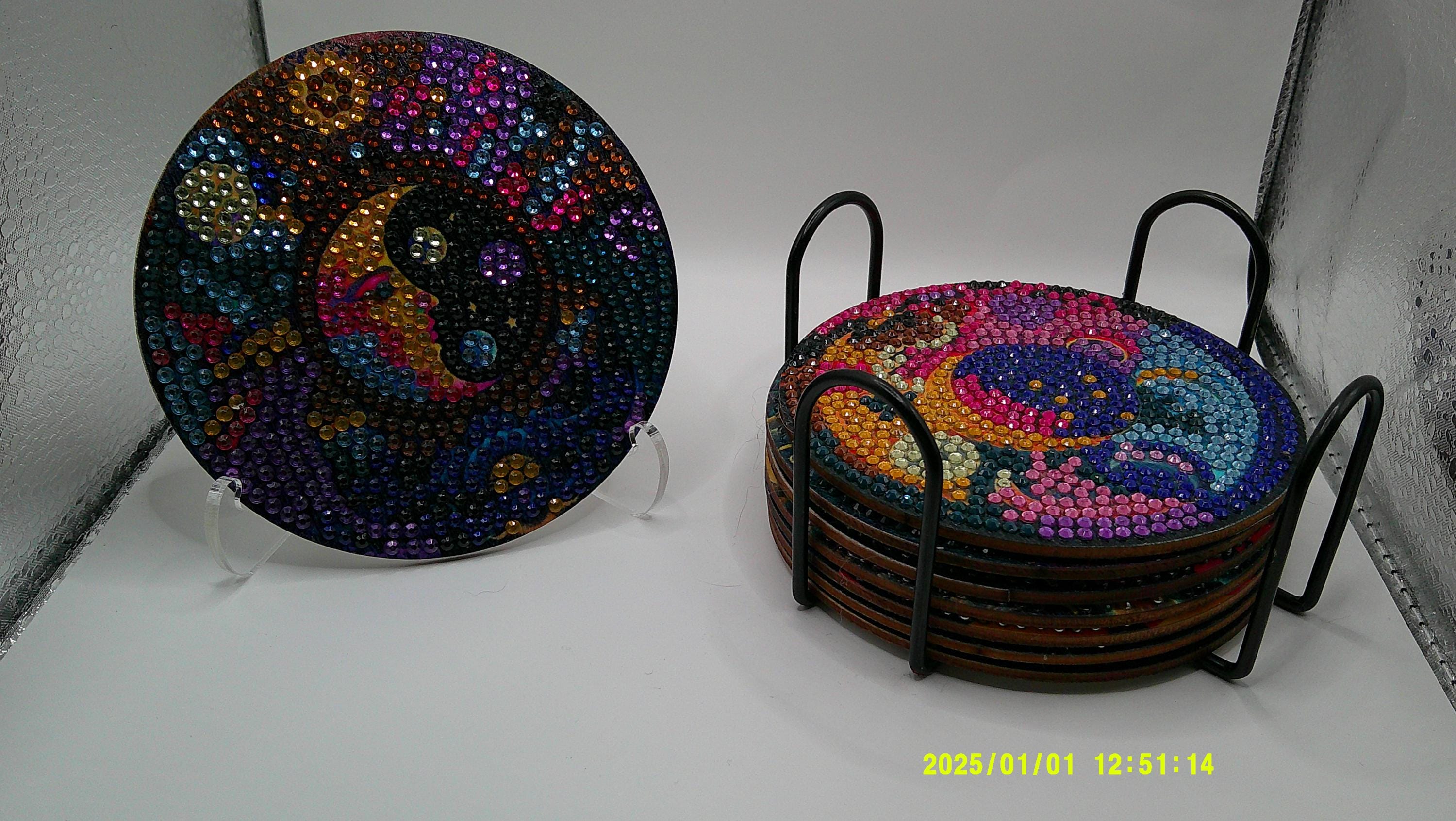 Celestial Diamond Art Coaster Set – Sun, Moon & Stars