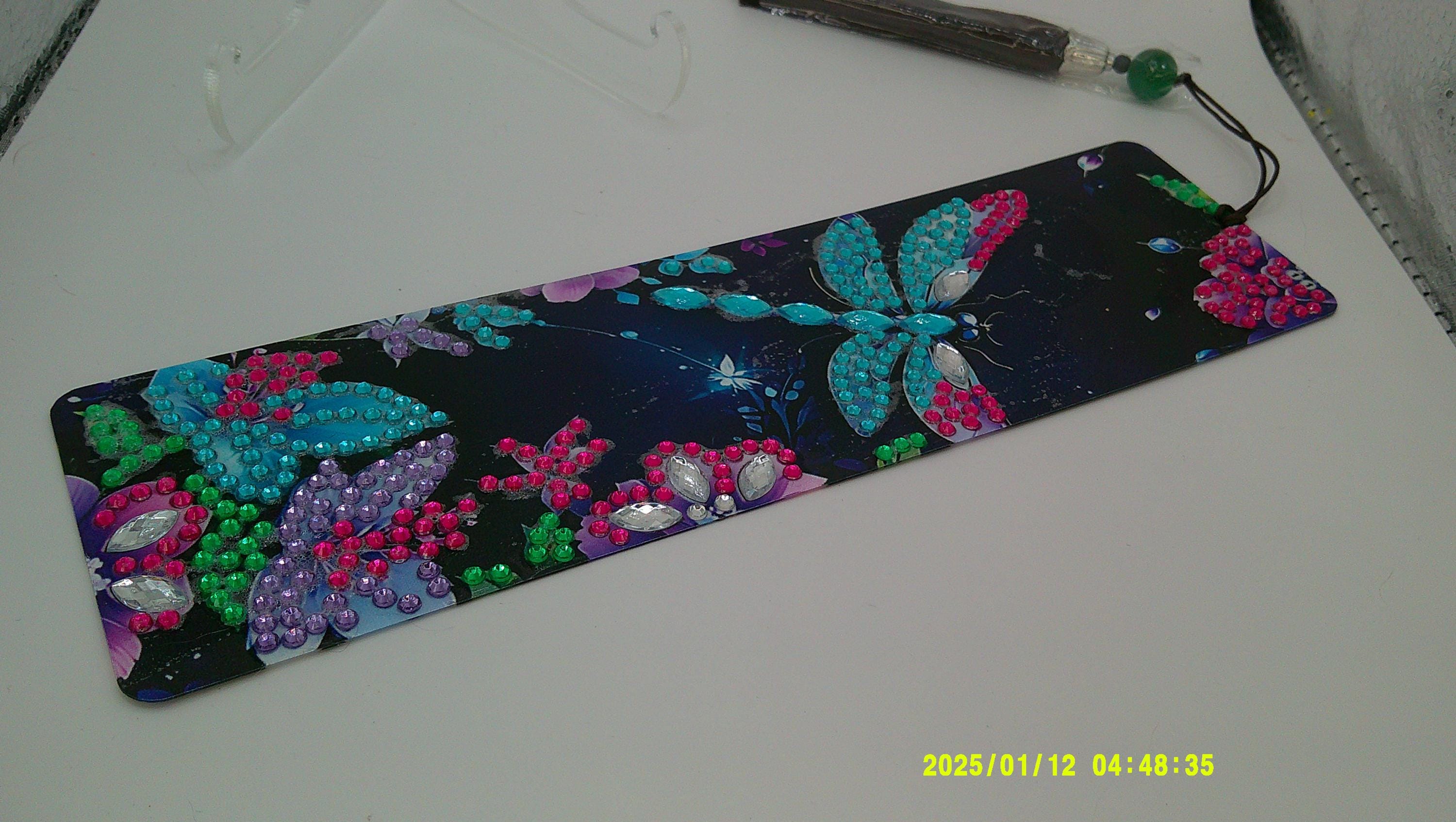 Butterfly Garden Bookmark | Shimmering Diamond Art Flowers
