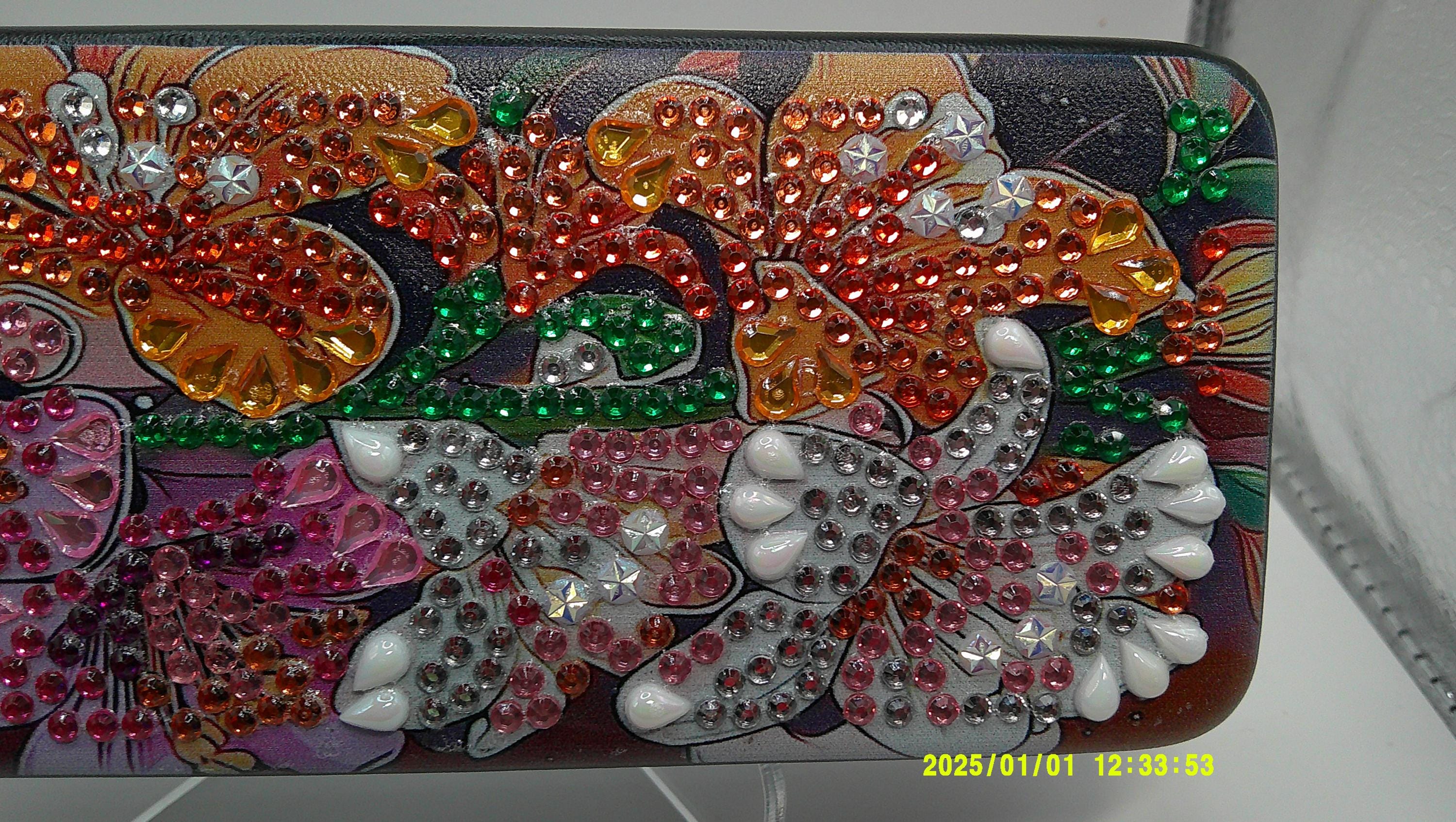 Vibrant Floral Rhinestone Diamond Art Eyeglass Case