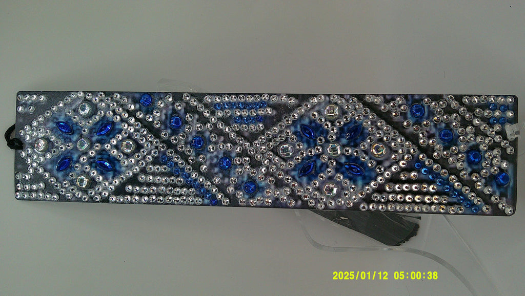 Geometric Diamond Art Bookmark | Blue & Silver Rhinestone Design