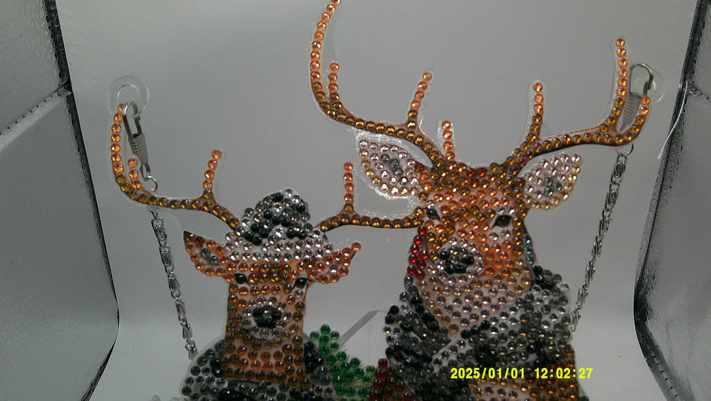 Glittering Winter Reindeer Duo