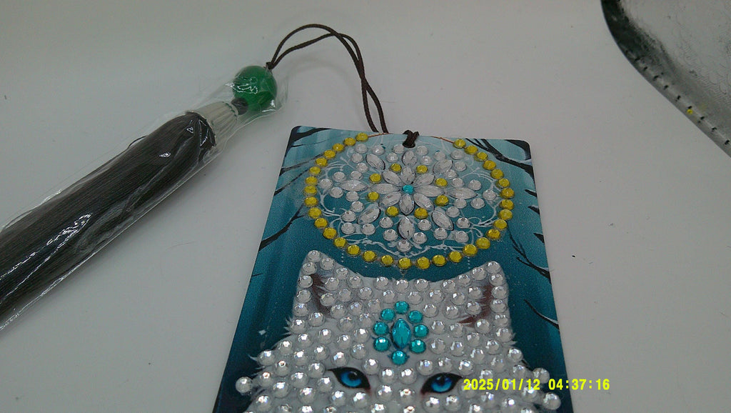 Celestial Wolf Bookmark | Shimmering Diamond Art Dreamcatcher
