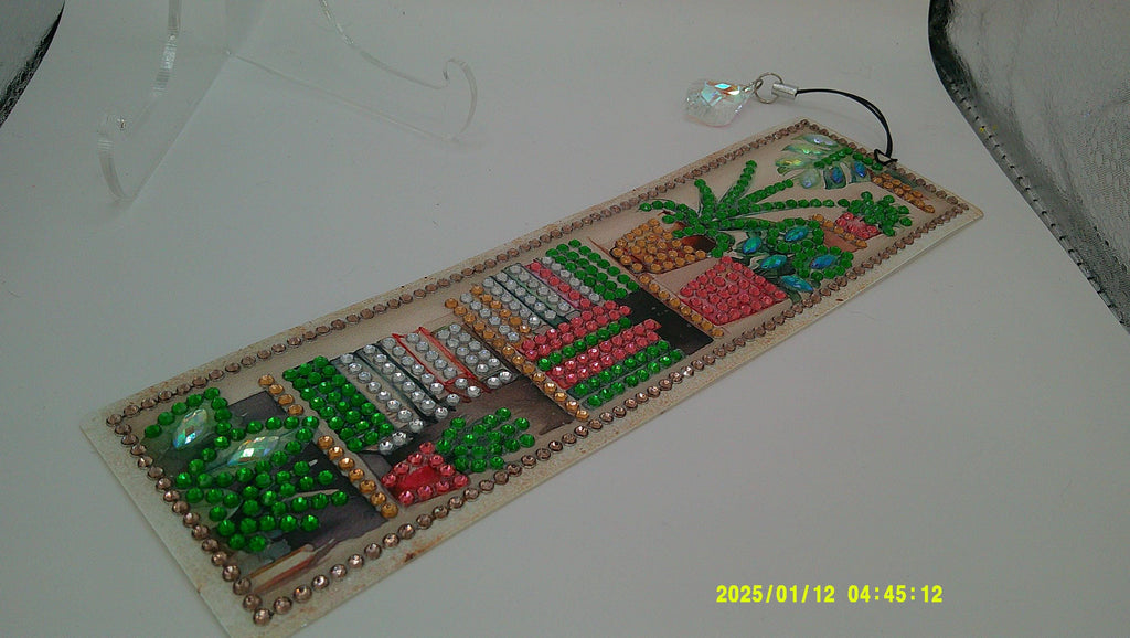 Colorful Bookshelf Bookmark | Sparkling Diamond Art Library Design