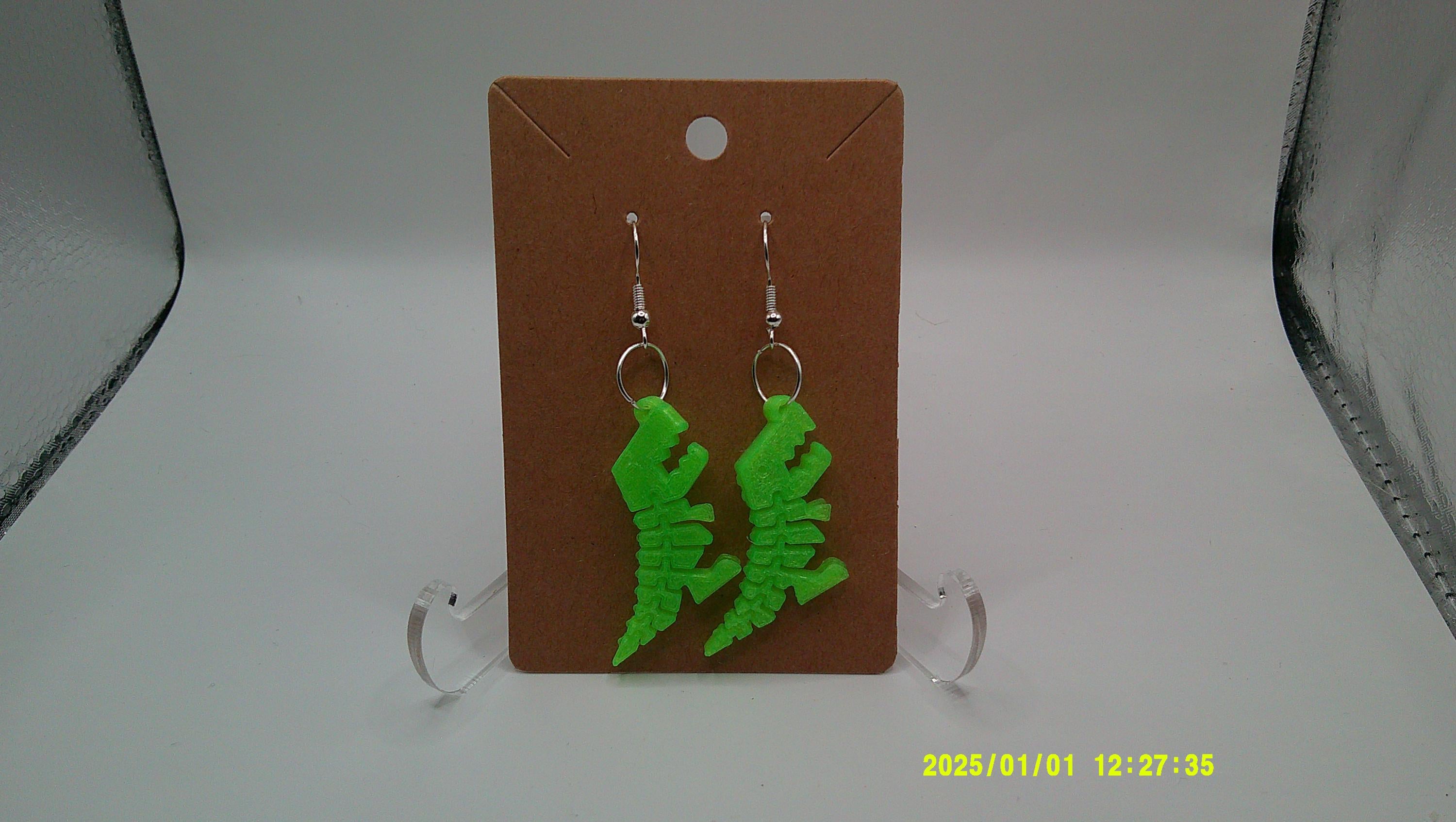 Flex Dino Earrings – 3D Printed Pixel Power