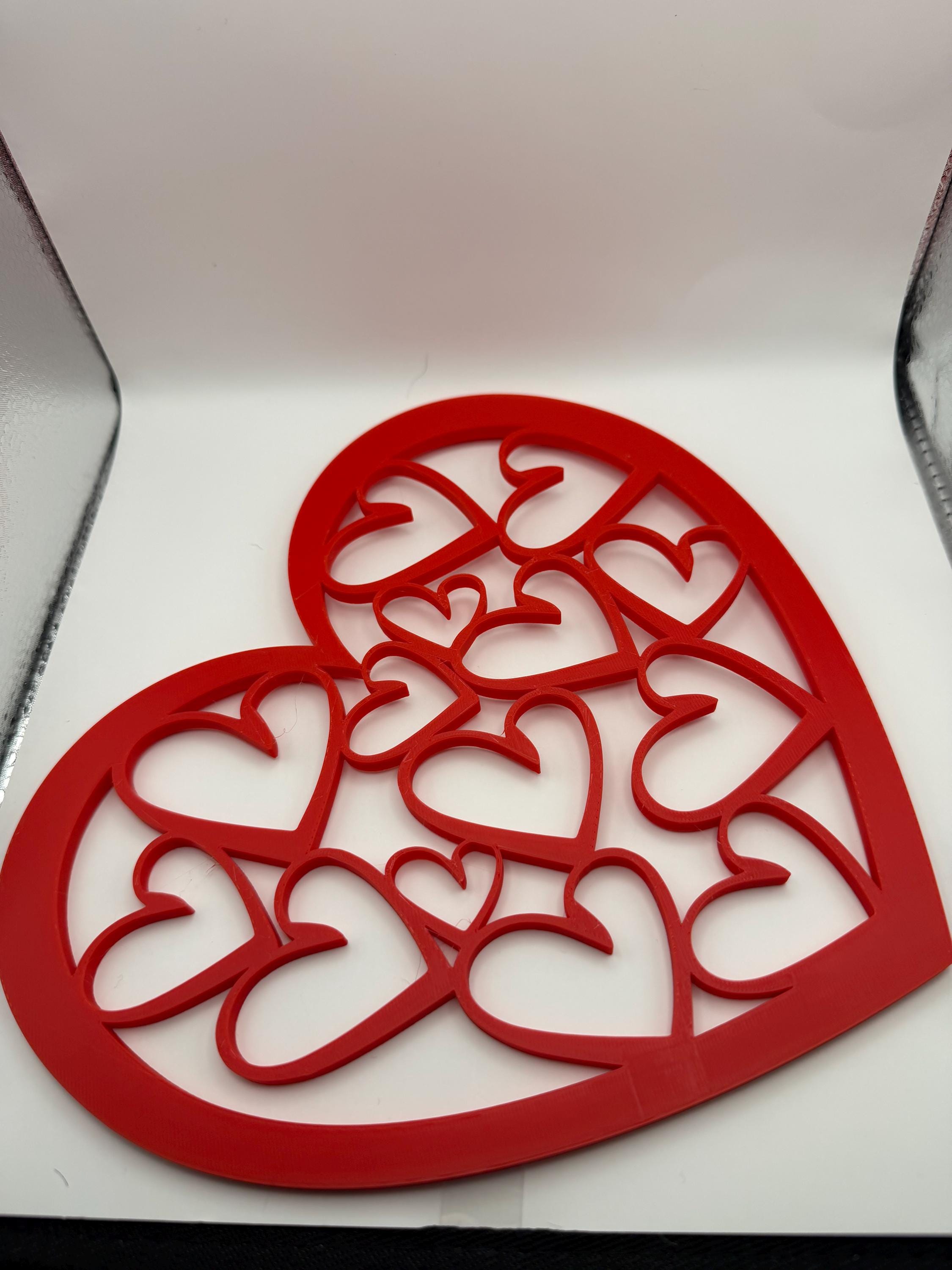 3D Printed Tilted Multi-Heart Love Sign with Stand